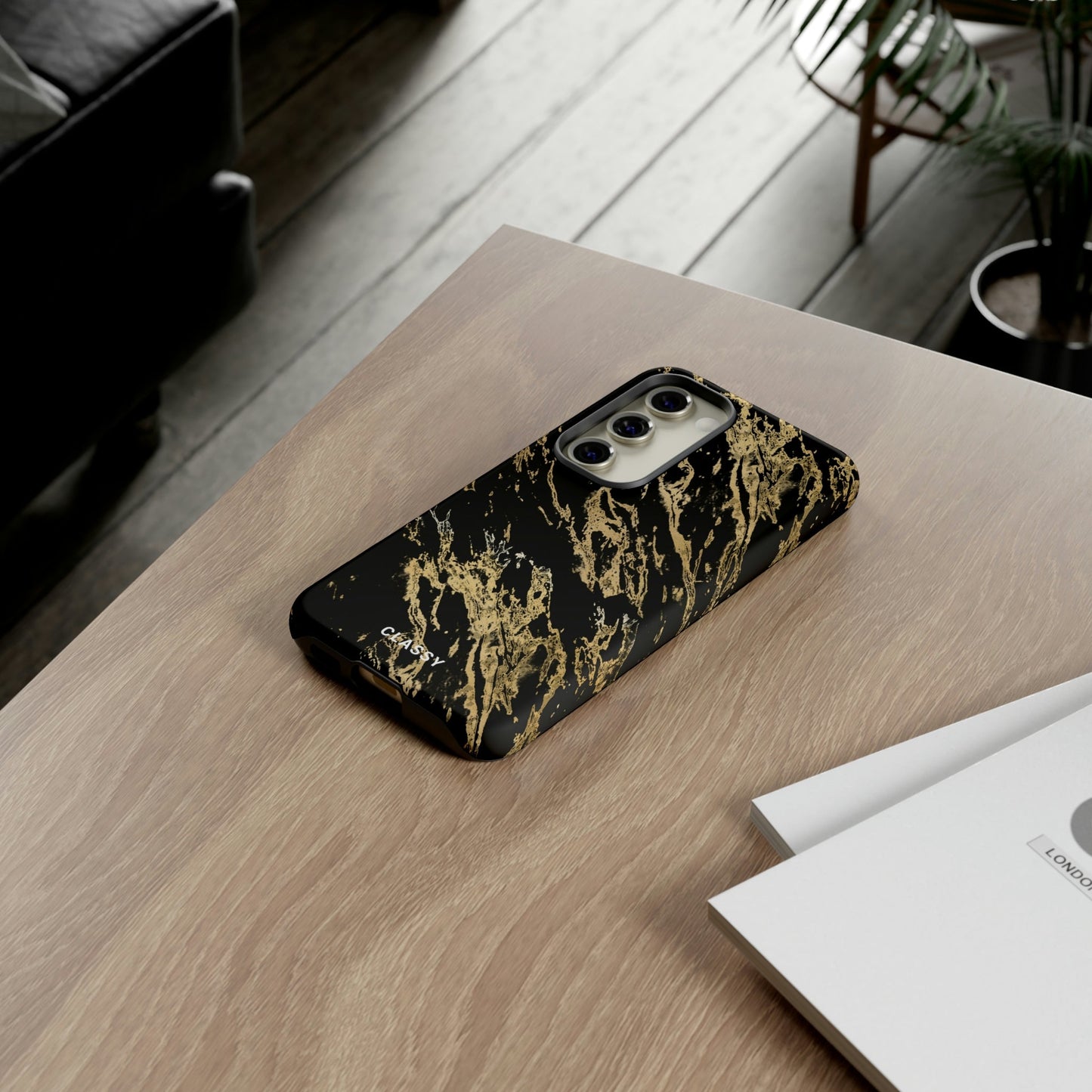 Black and Gold Pattern Tough Case - Classy Cases - Phone Case - Samsung Galaxy S23 - Matte -