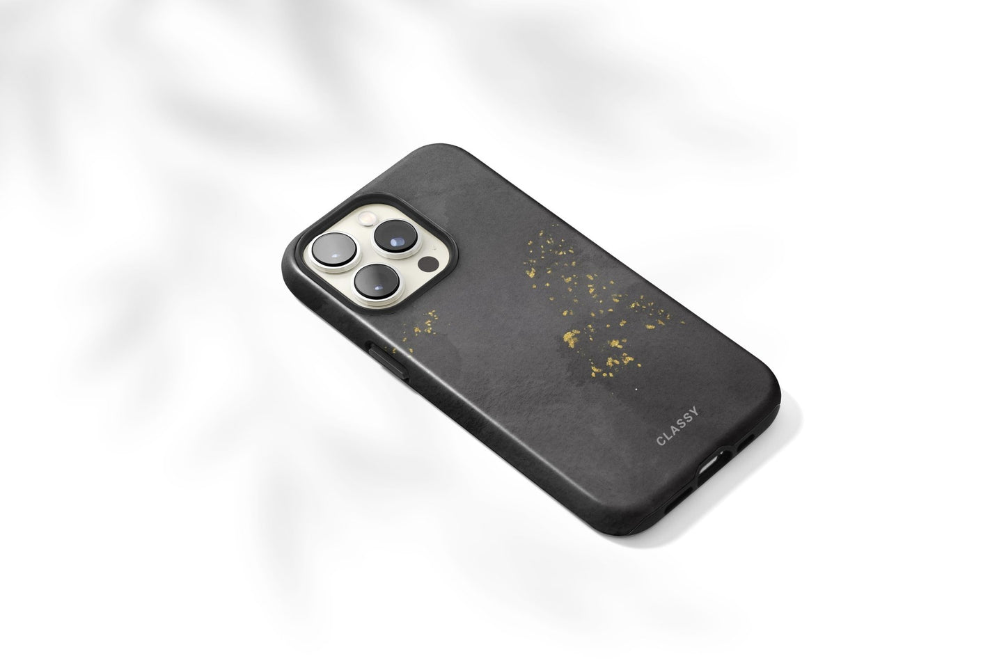 Black and Gold Tough Case with Sprinkles - Classy Cases - Phone Case - iPhone 12 Pro Max - Glossy -