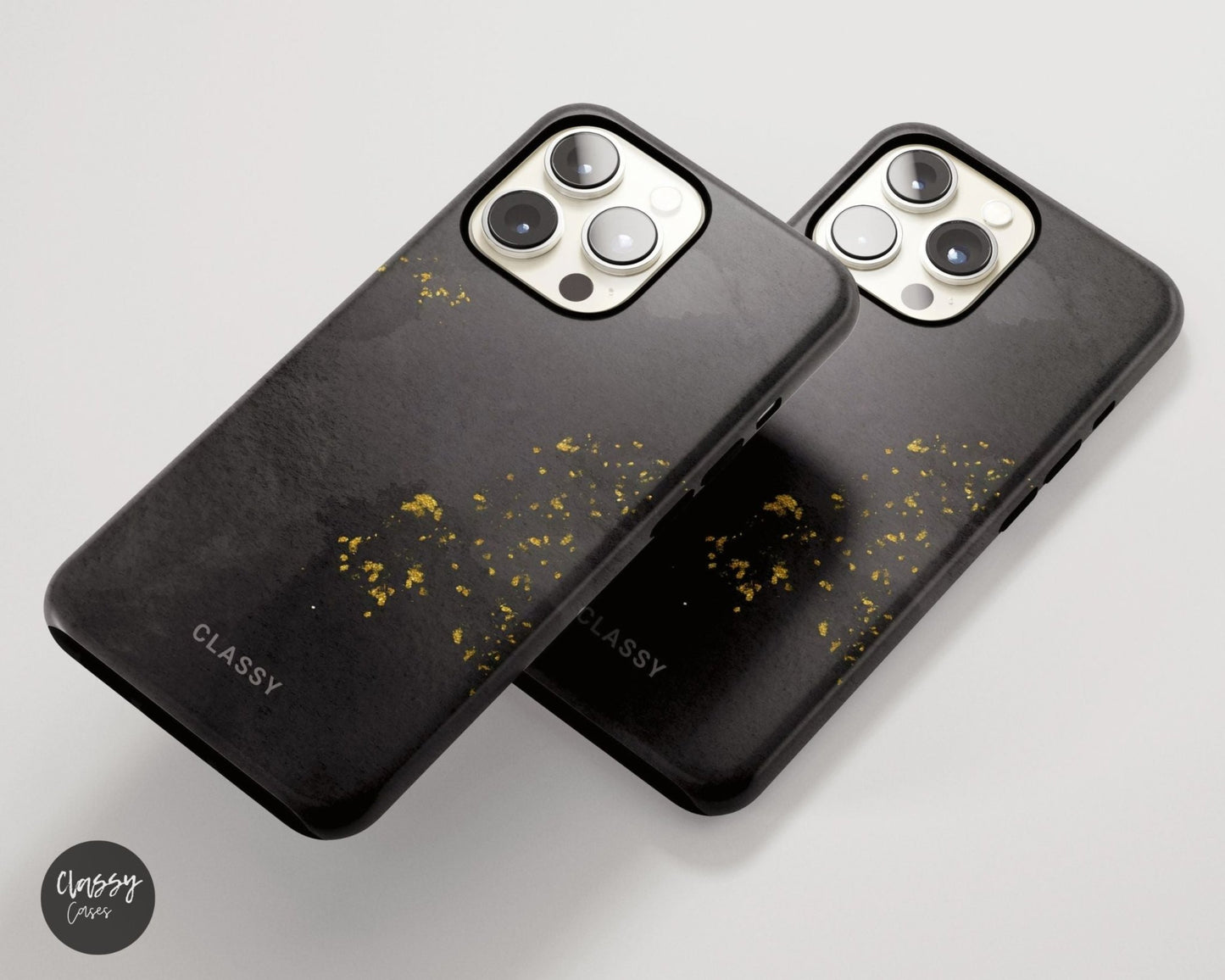 Black and Gold Tough Case with Sprinkles - Classy Cases - Phone Case - iPhone 12 Pro Max - Glossy -