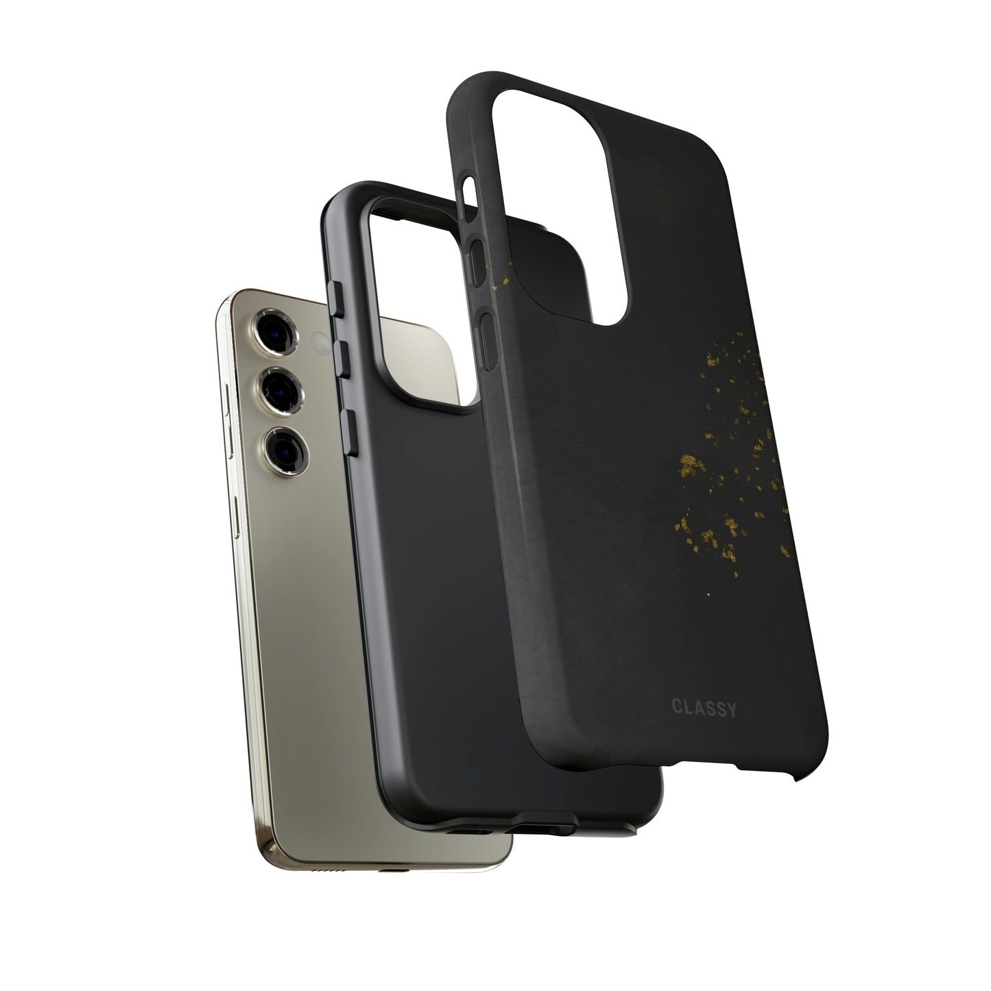 Black and Gold Tough Case with Sprinkles - Classy Cases - Phone Case - Samsung Galaxy S23 - Glossy -