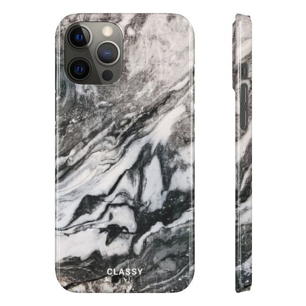 Black and White Marble Snap Case - Classy Cases - Phone Case - iPhone 12 Pro Max - Glossy -