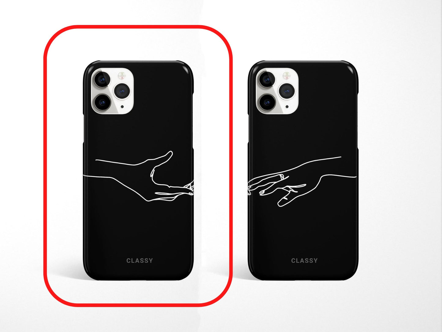 Black Couple Hand Snap Case - Classy Cases - Phone Case - iPhone 12 Pro Max - Glossy -