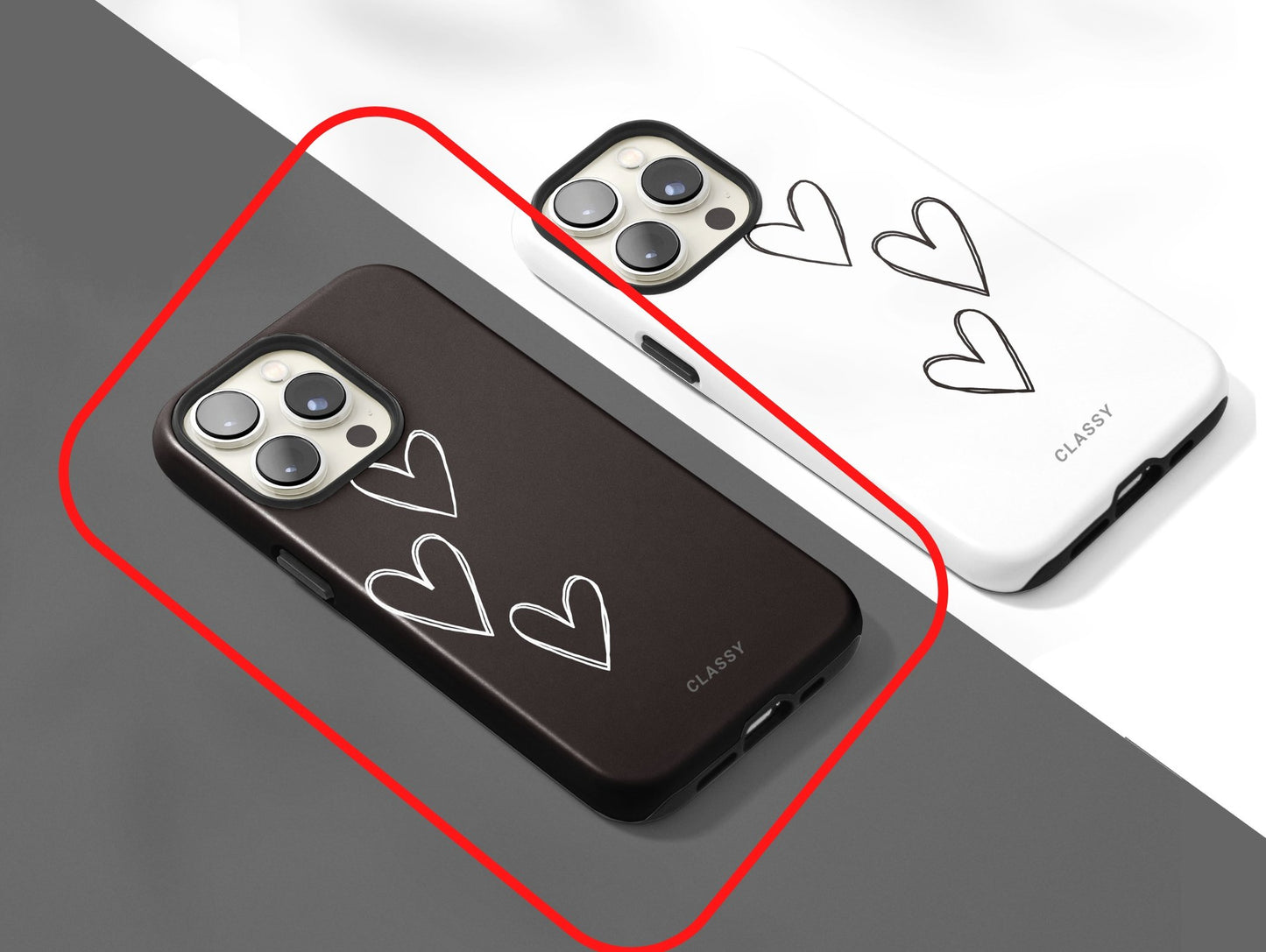 Black Hearts Couple Tough Case - Classy Cases - Phone Case - iPhone 12 Pro Max - Glossy -