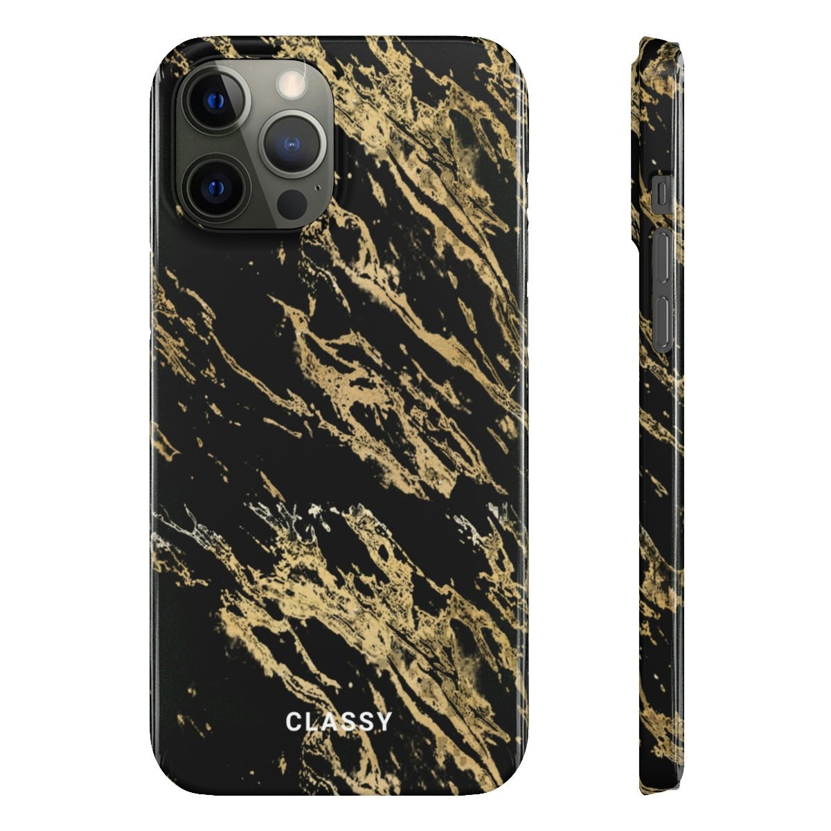 Black Snap Case with Gold Pattern - Classy Cases - Phone Case - iPhone 12 Pro Max - Glossy -