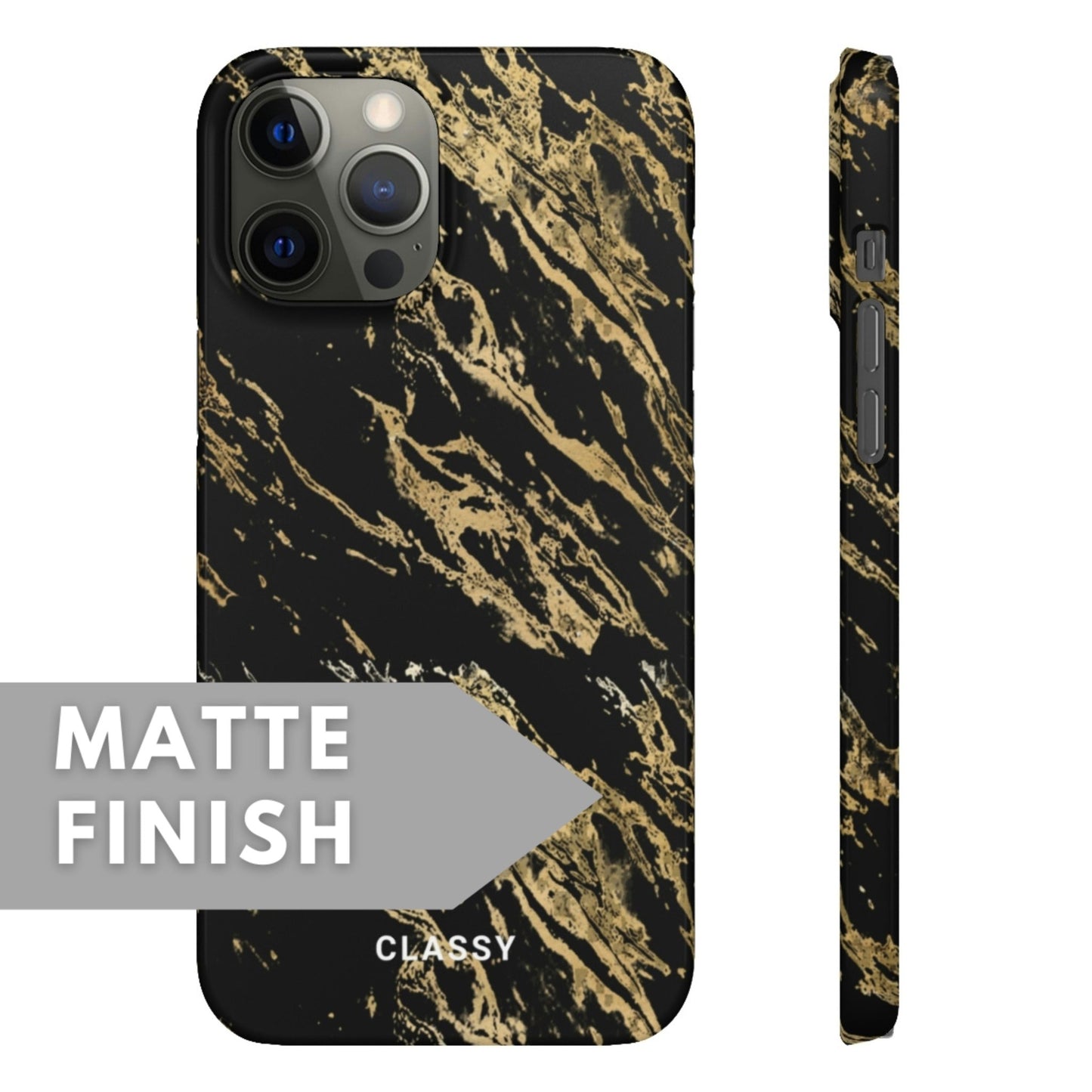 Black Snap Case with Gold Pattern - Classy Cases - Phone Case - iPhone 12 Pro Max - Glossy -
