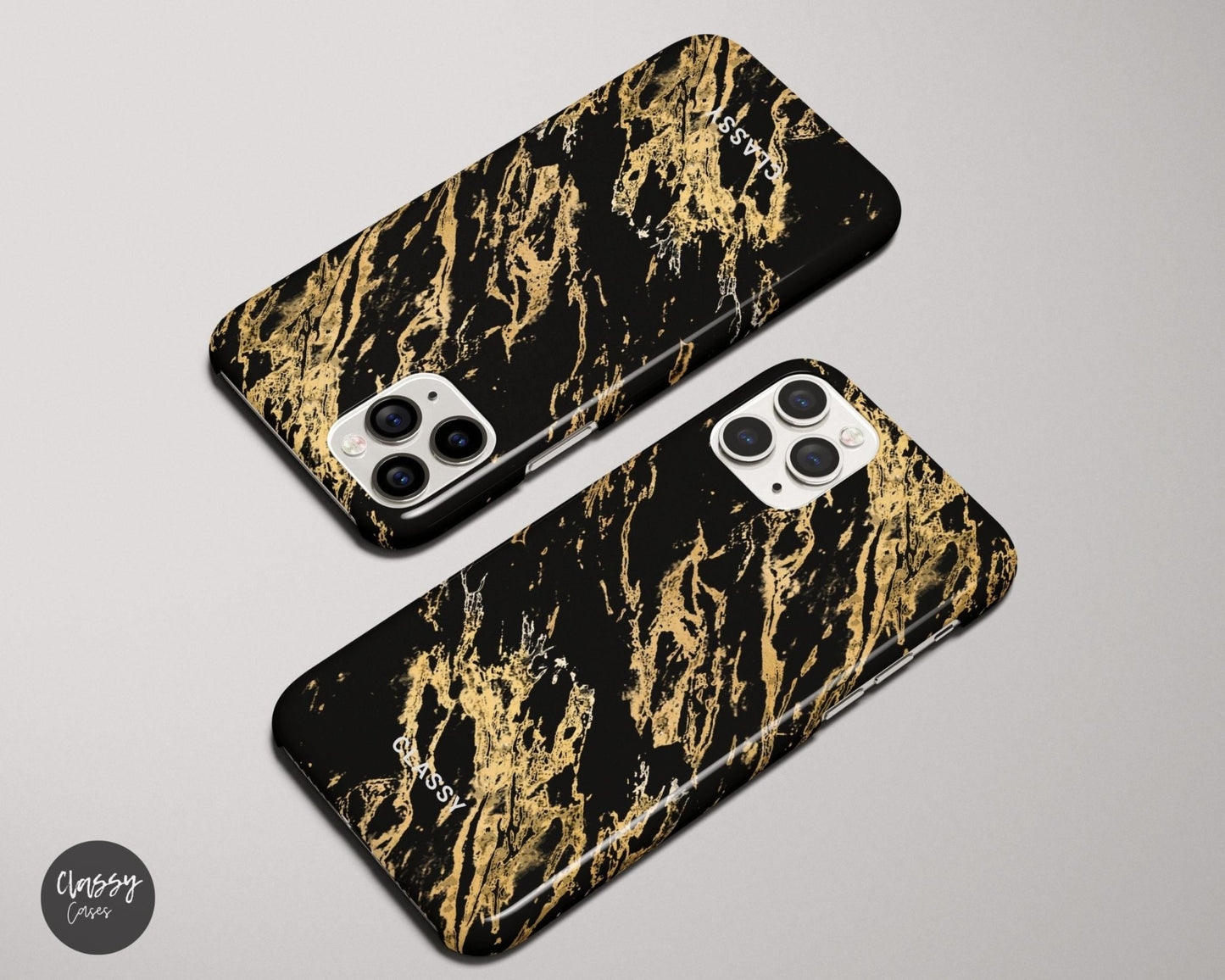 Black Snap Case with Gold Pattern - Classy Cases - Phone Case - iPhone 12 Pro Max - Glossy -