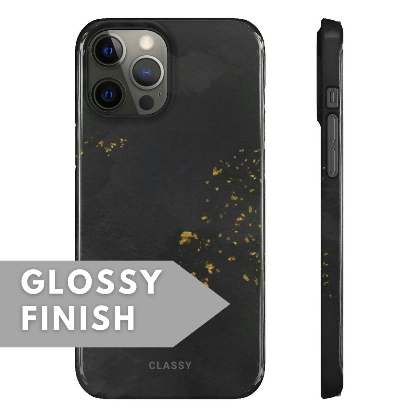 Black Snap Case with Gold Sprinkles - Classy Cases