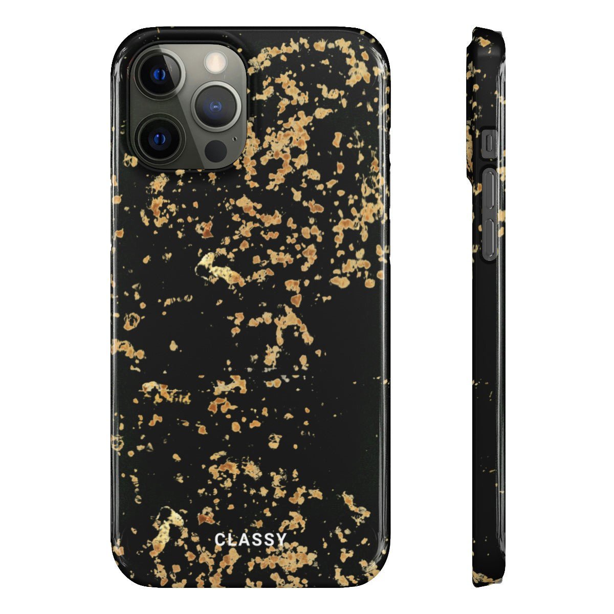 Black Snap Case with Gold Sprinkles - Classy Cases