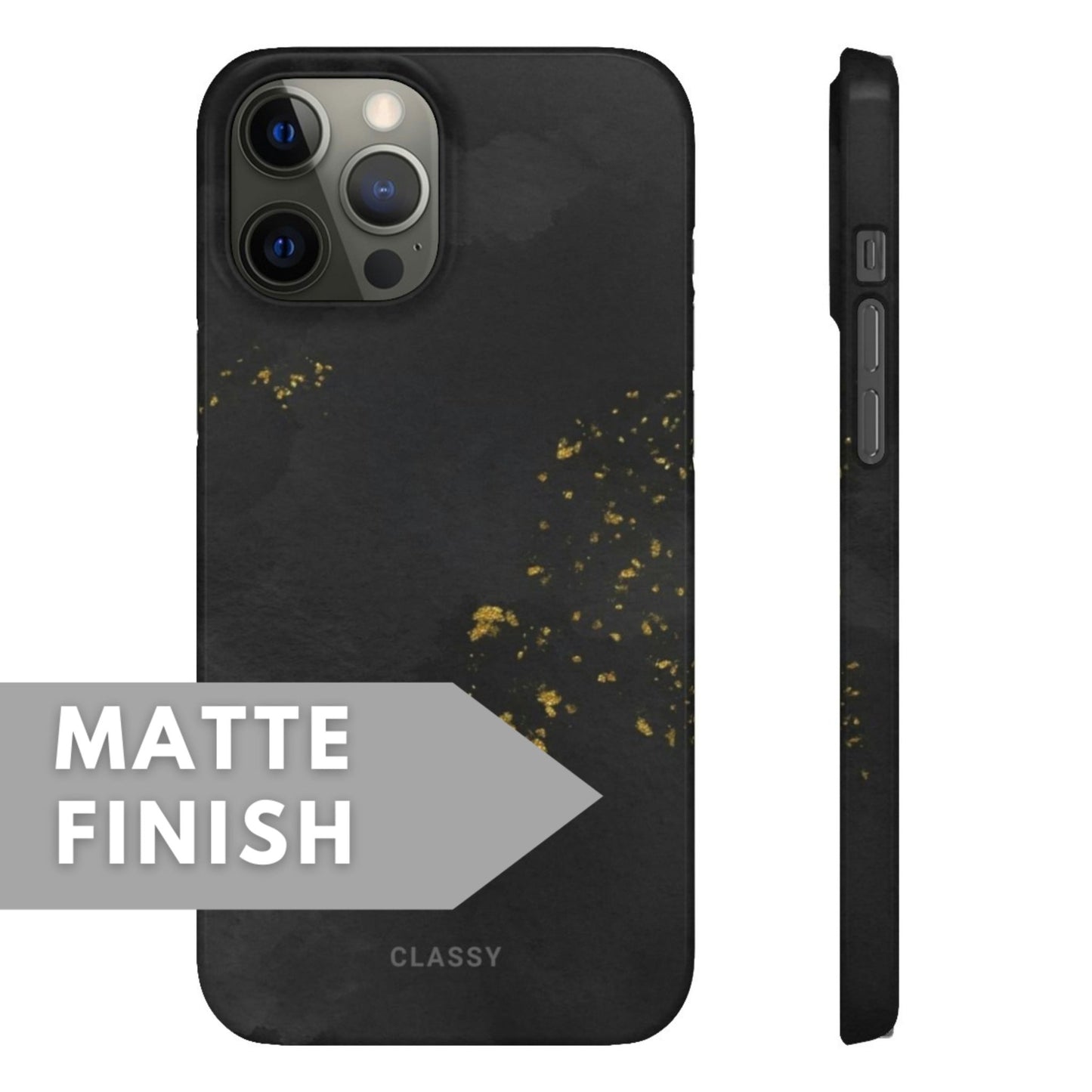 Black Snap Case with Gold Sprinkles - Classy Cases