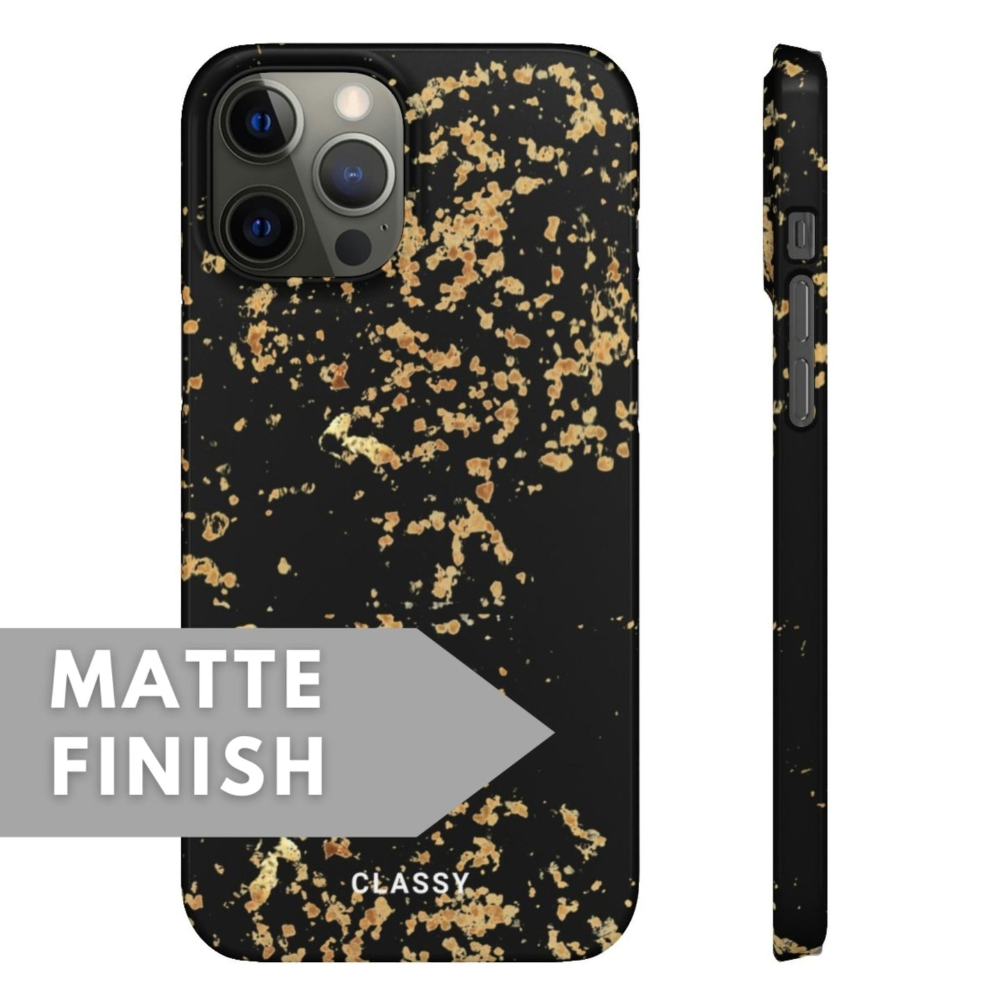 Black Snap Case with Gold Sprinkles - Classy Cases