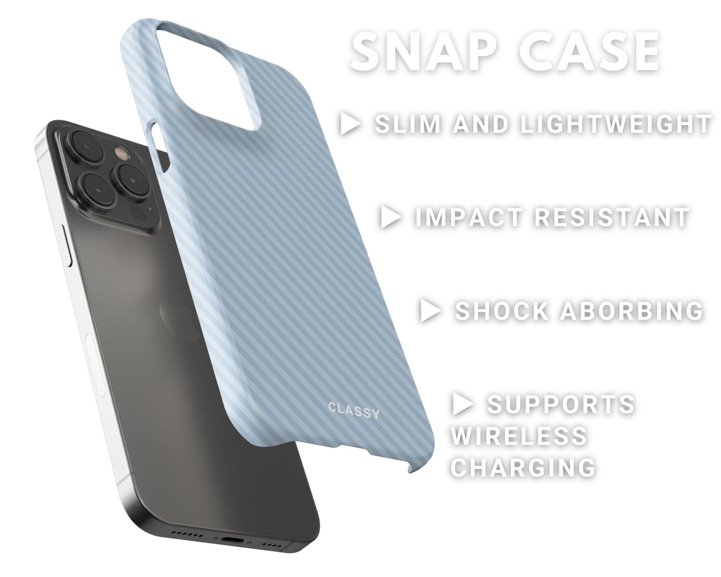 Blue Striped Snap Case - Classy Cases - Phone Case - iPhone 14 - Glossy -