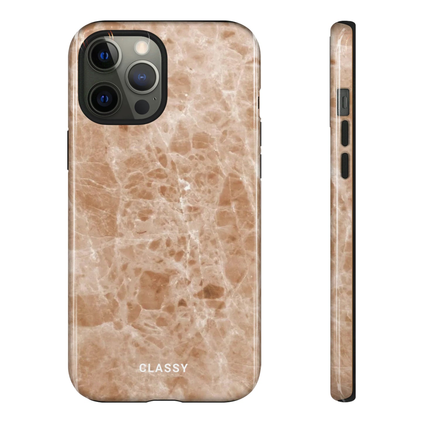 Brown Marble Tough Case - Classy Cases - Phone Case - iPhone 15 - Glossy -