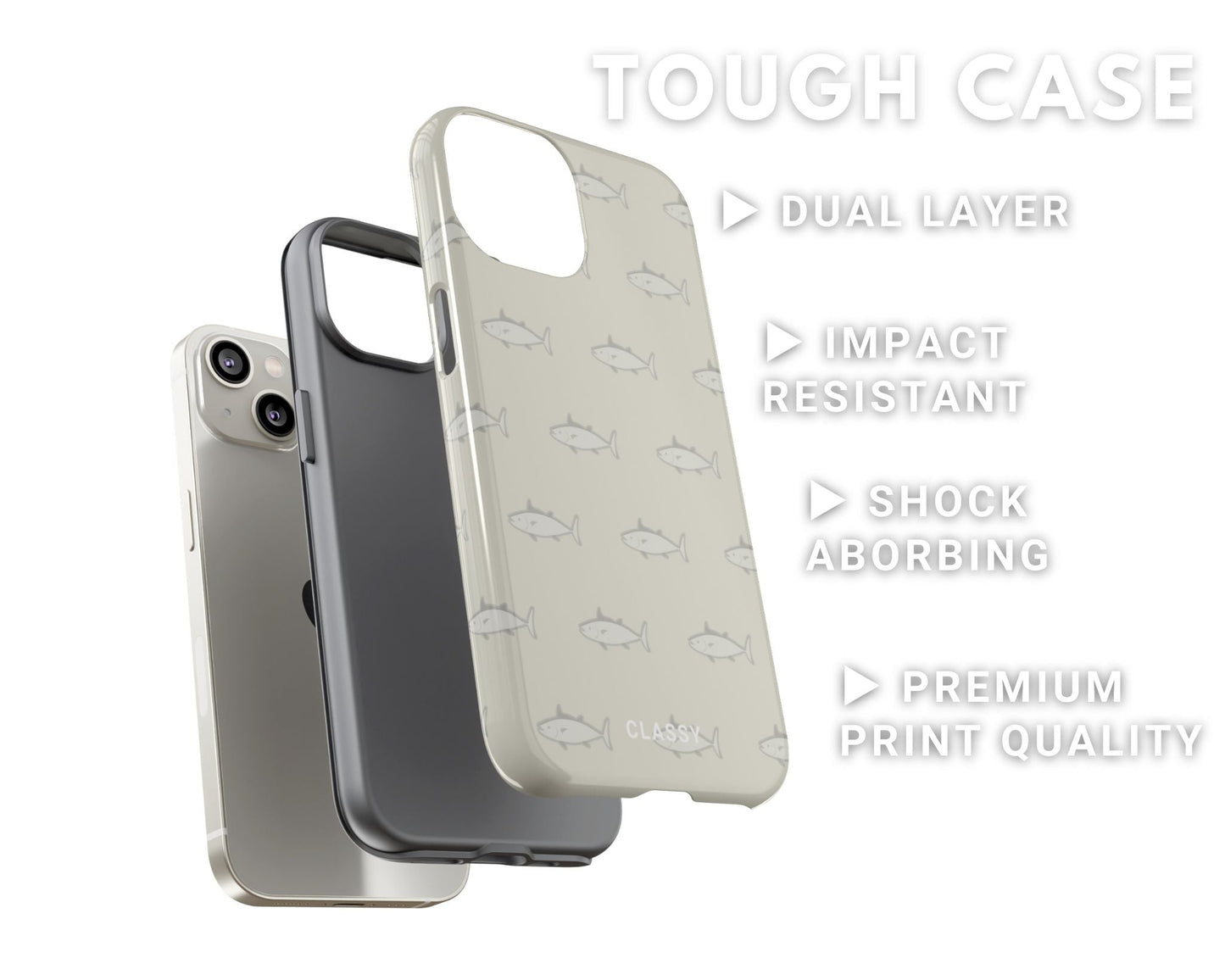 Brown Retro Fish Tough Case - Classy Cases - Phone Case - iPhone 14 - Glossy -