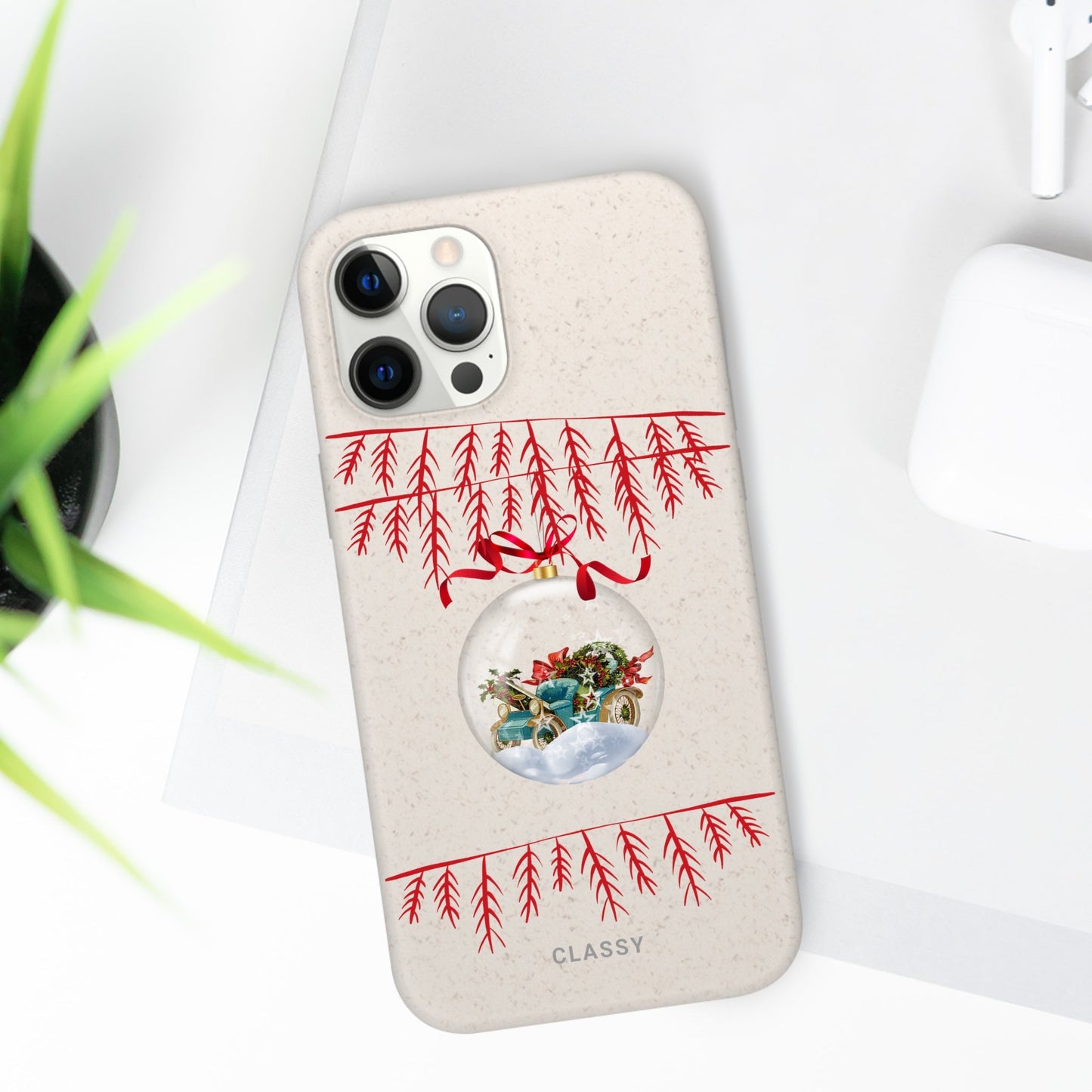 Christmas Biodegradable Case with Snow Sphere - Classy Cases - Phone Case - iPhone 12 Pro Max with gift packaging - -