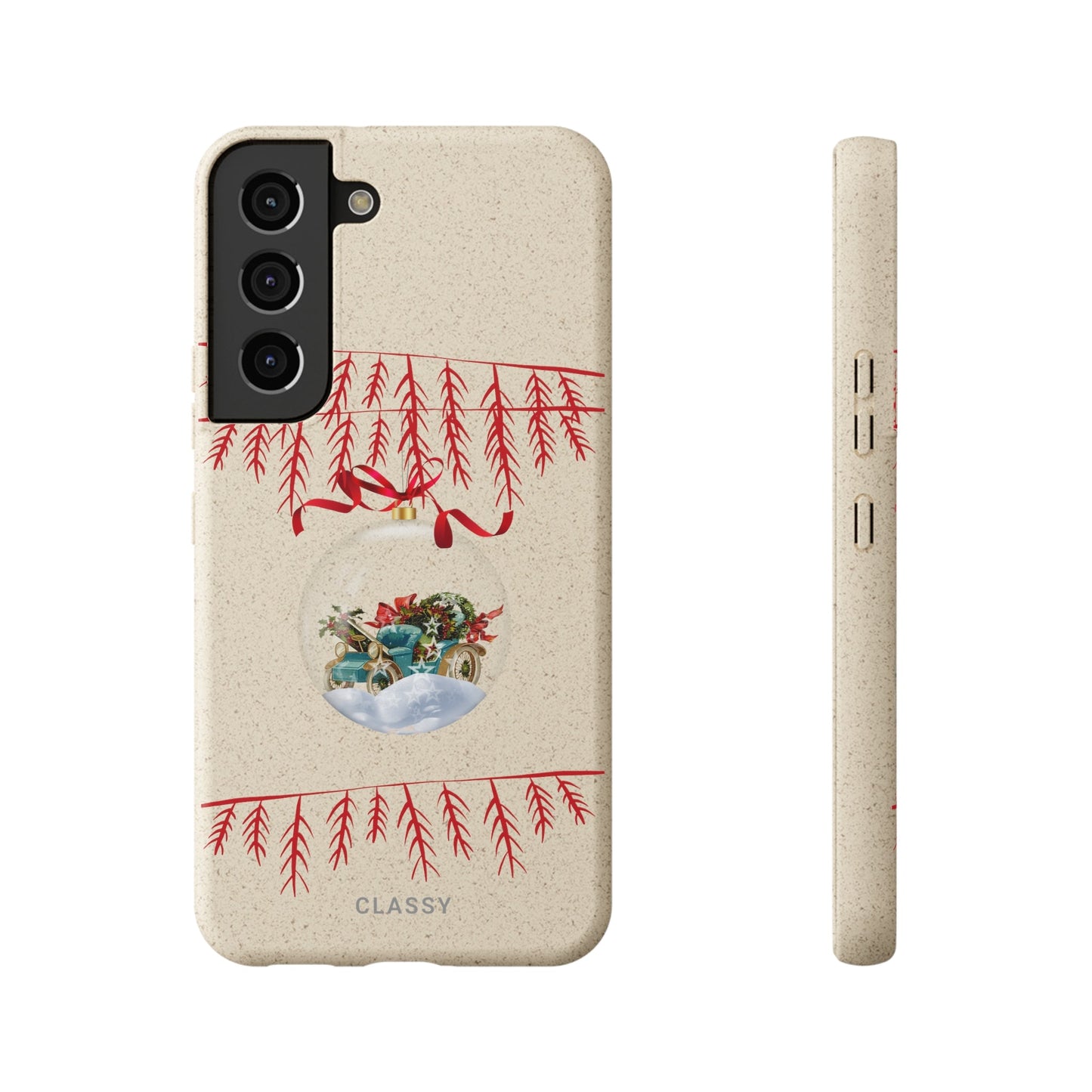 Christmas Biodegradable Case with Snow Sphere - Classy Cases - Phone Case - Samsung Galaxy S22 with gift packaging - -