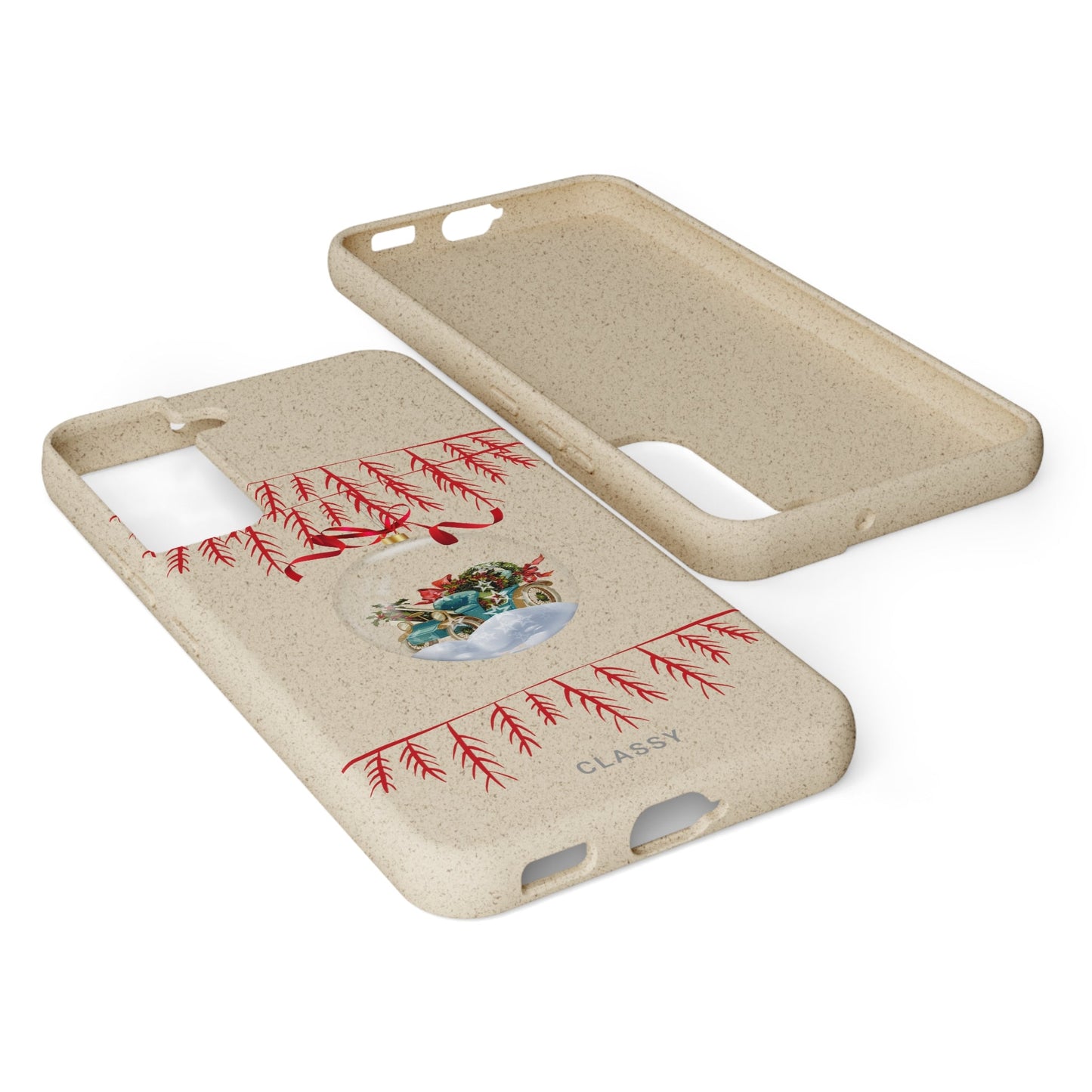 Christmas Biodegradable Case with Snow Sphere - Classy Cases - Phone Case - Samsung Galaxy S22 with gift packaging - -