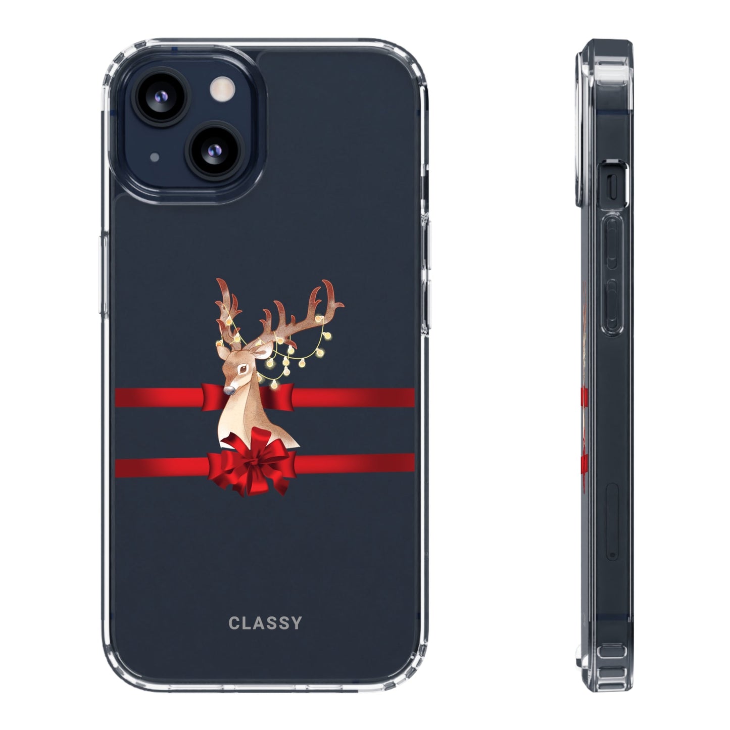 Christmas Clear Case with Deer - Classy Cases - Phone Case - iPhone 13 - With gift packaging -