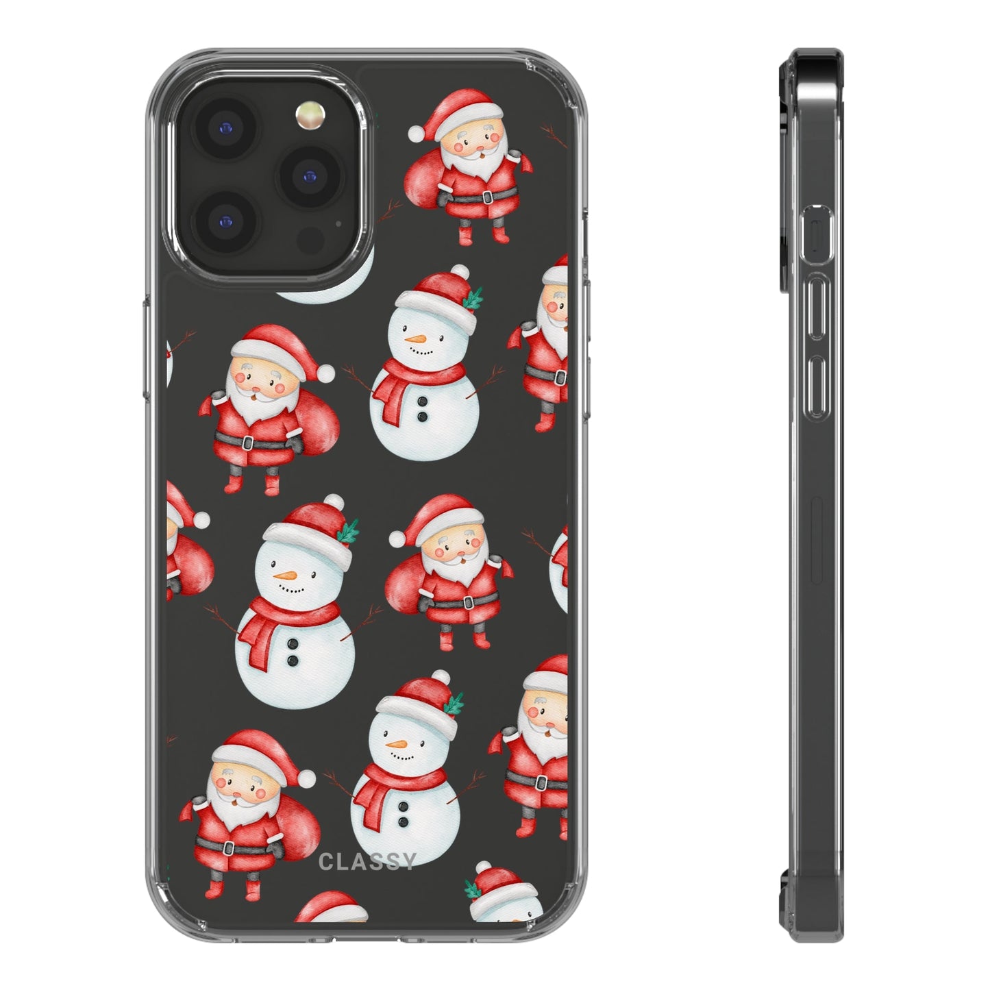 Christmas Clear Case with Snowman and Santa - Classy Cases - Phone Case - iPhone 12 Pro Max - With gift packaging -