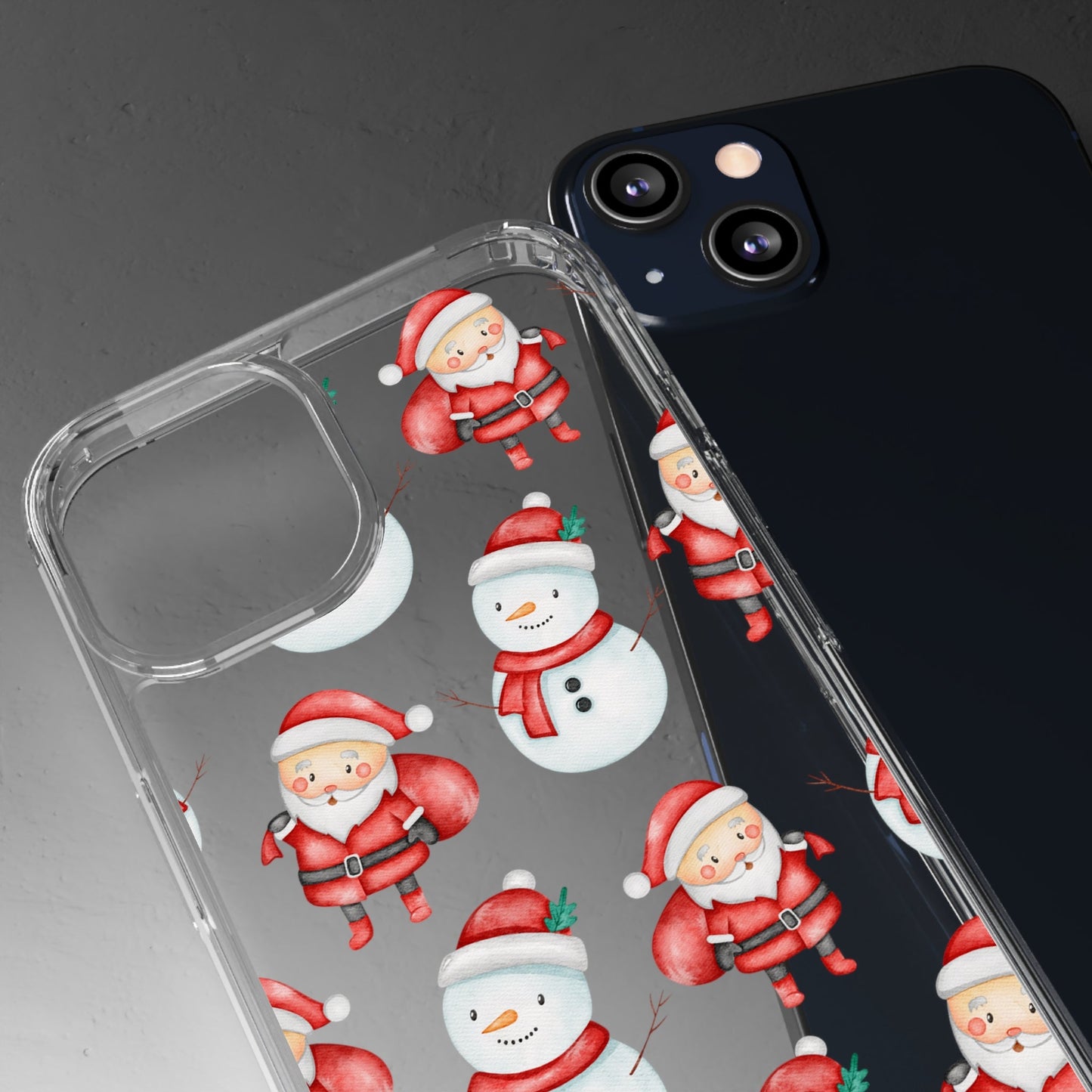 Christmas Clear Case with Snowman and Santa