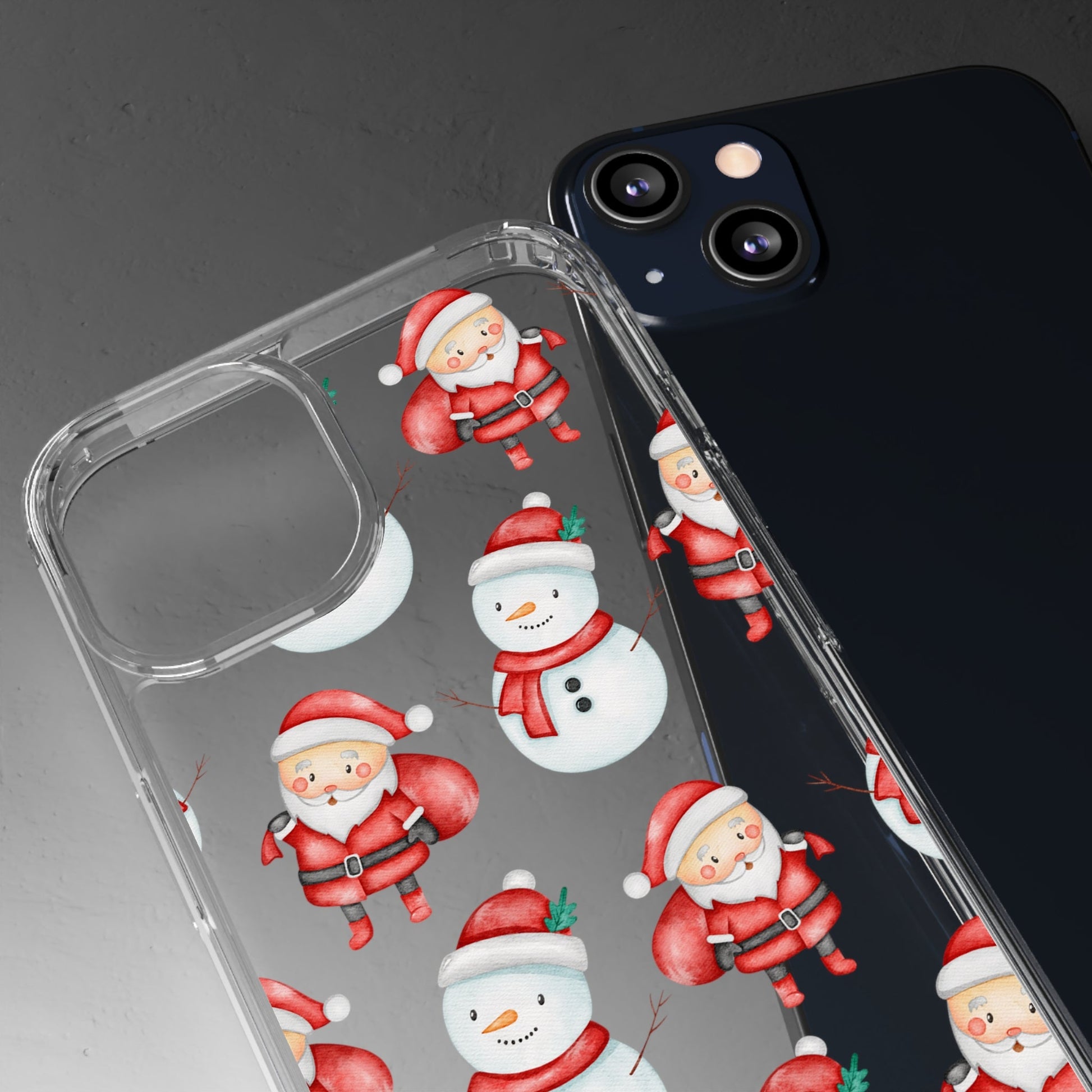 Christmas Clear Case with Snowman and Santa