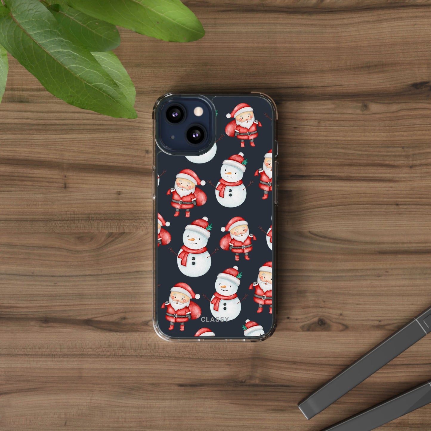 Christmas Clear Case with Snowman and Santa - Classy Cases - Phone Case - iPhone 13 - With gift packaging -