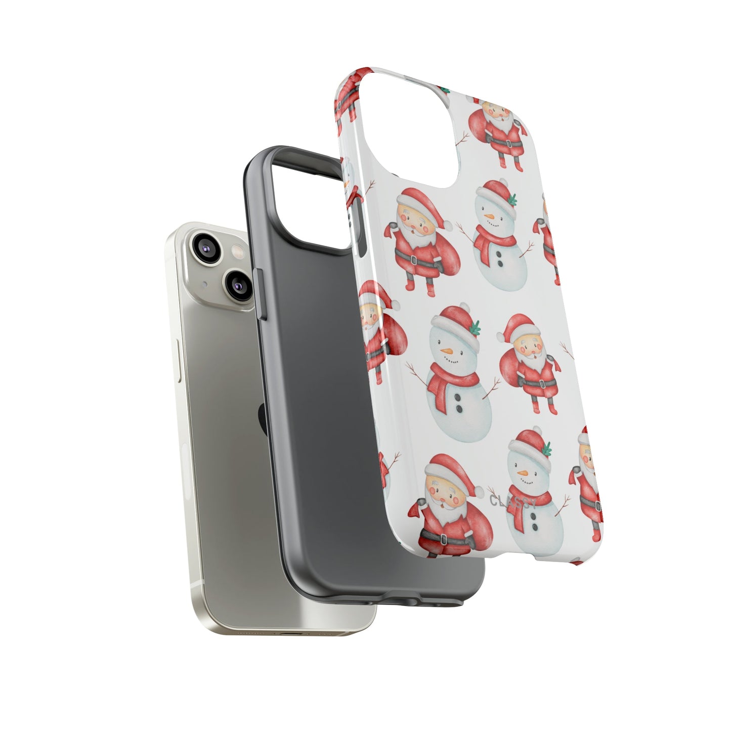 Christmas Tough Case with Snowman and Santa - Classy Cases - Phone Case - iPhone 15 - Glossy -