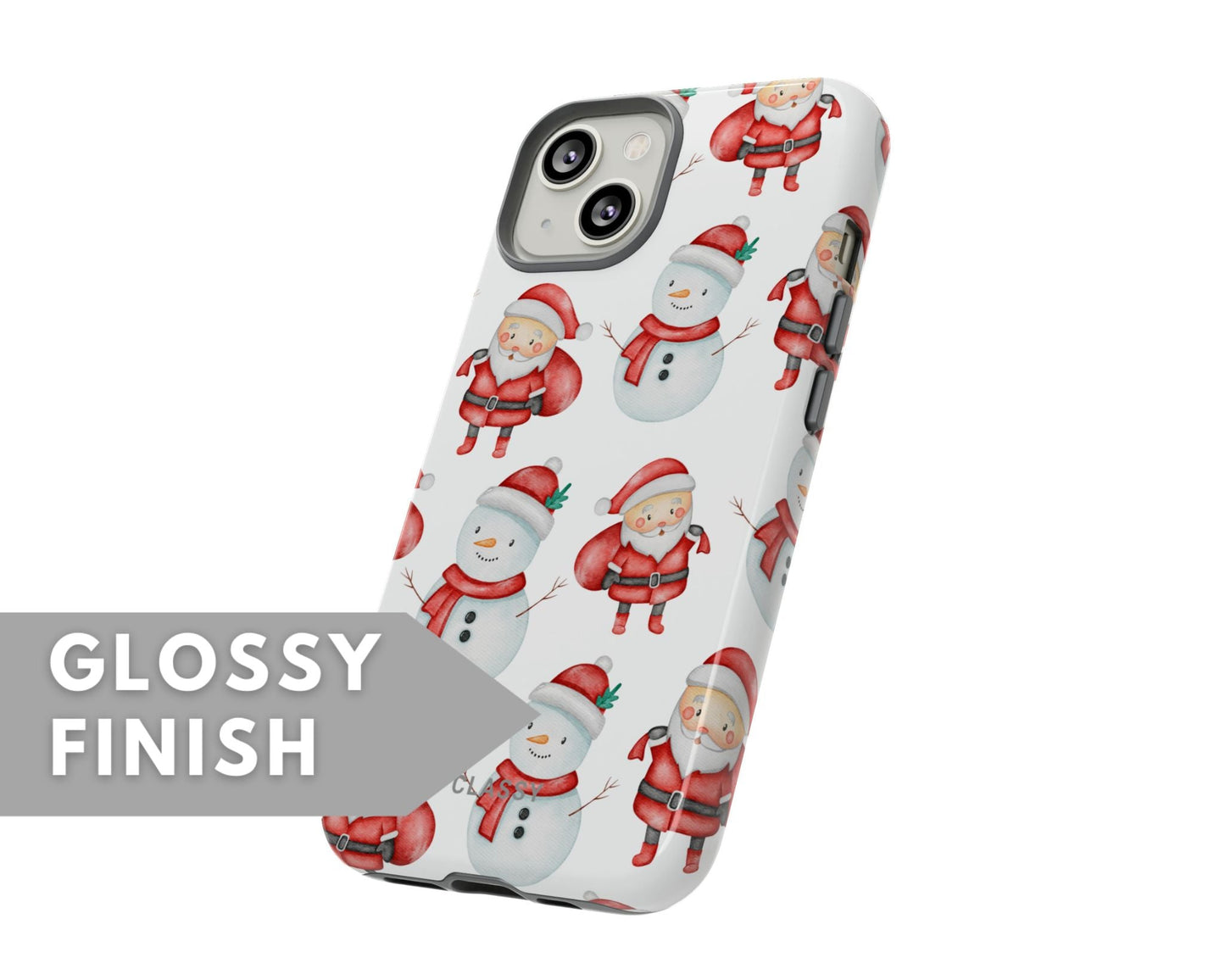Christmas Tough Case with Snowman and Santa - Classy Cases - Phone Case - iPhone 15 - Glossy -