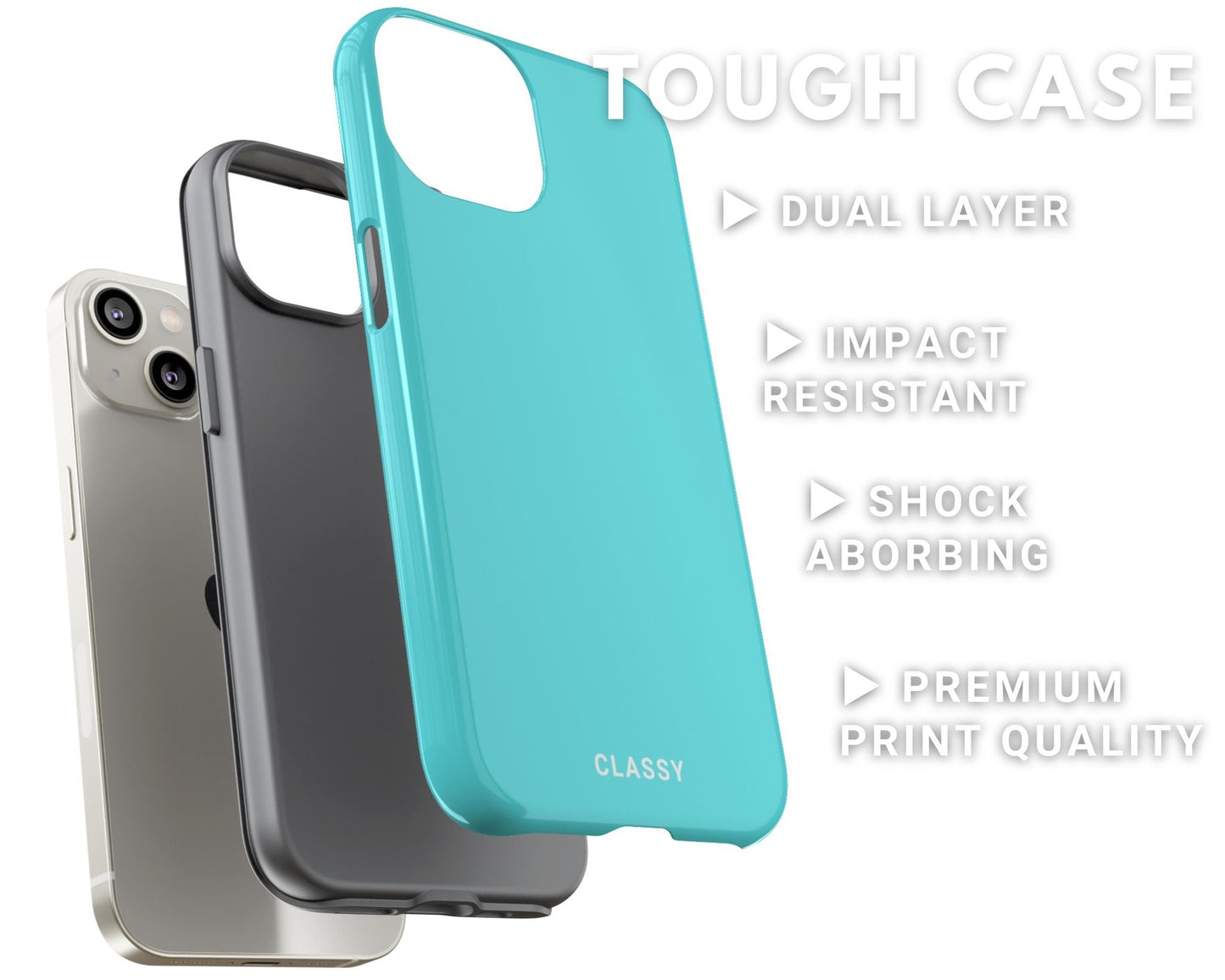 Cian Blue Tough Case - Classy Cases - Phone Case - iPhone 14 - Glossy -