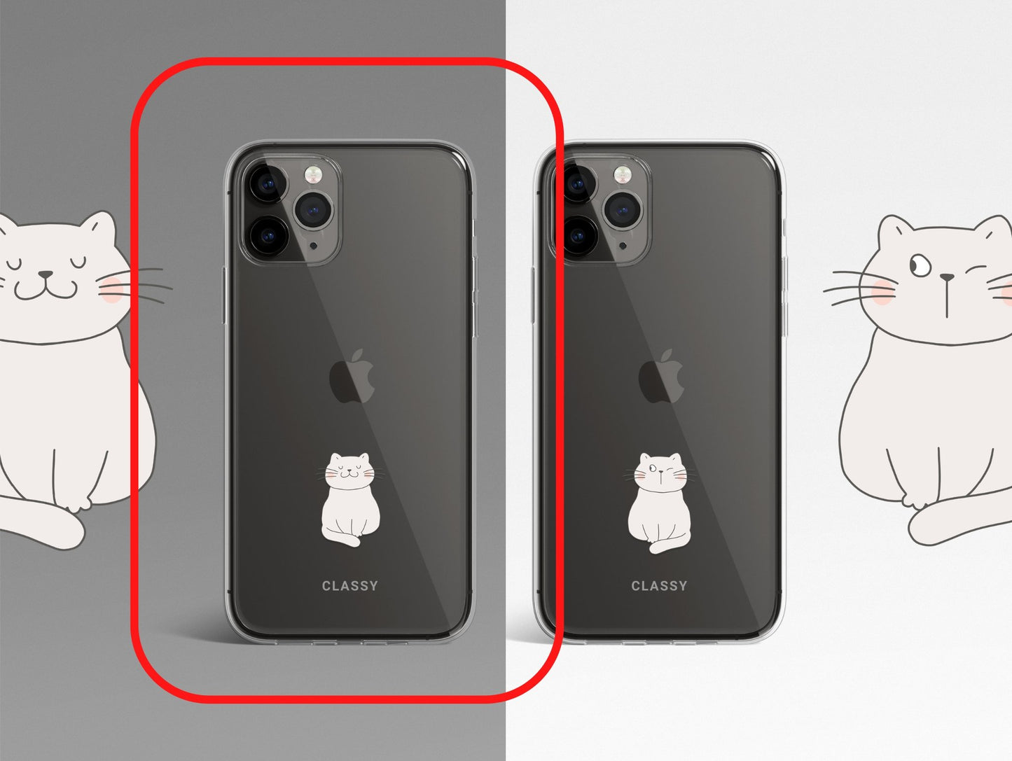 Couple Cat Clear Case - Classy Cases - Phone Case - iPhone 12 Pro Max - With gift packaging -