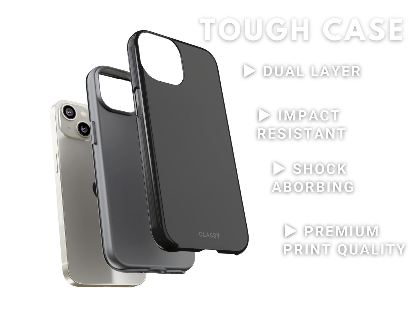 Dark Gray Tough Case - Classy Cases - Phone Case - iPhone 14 - Glossy -