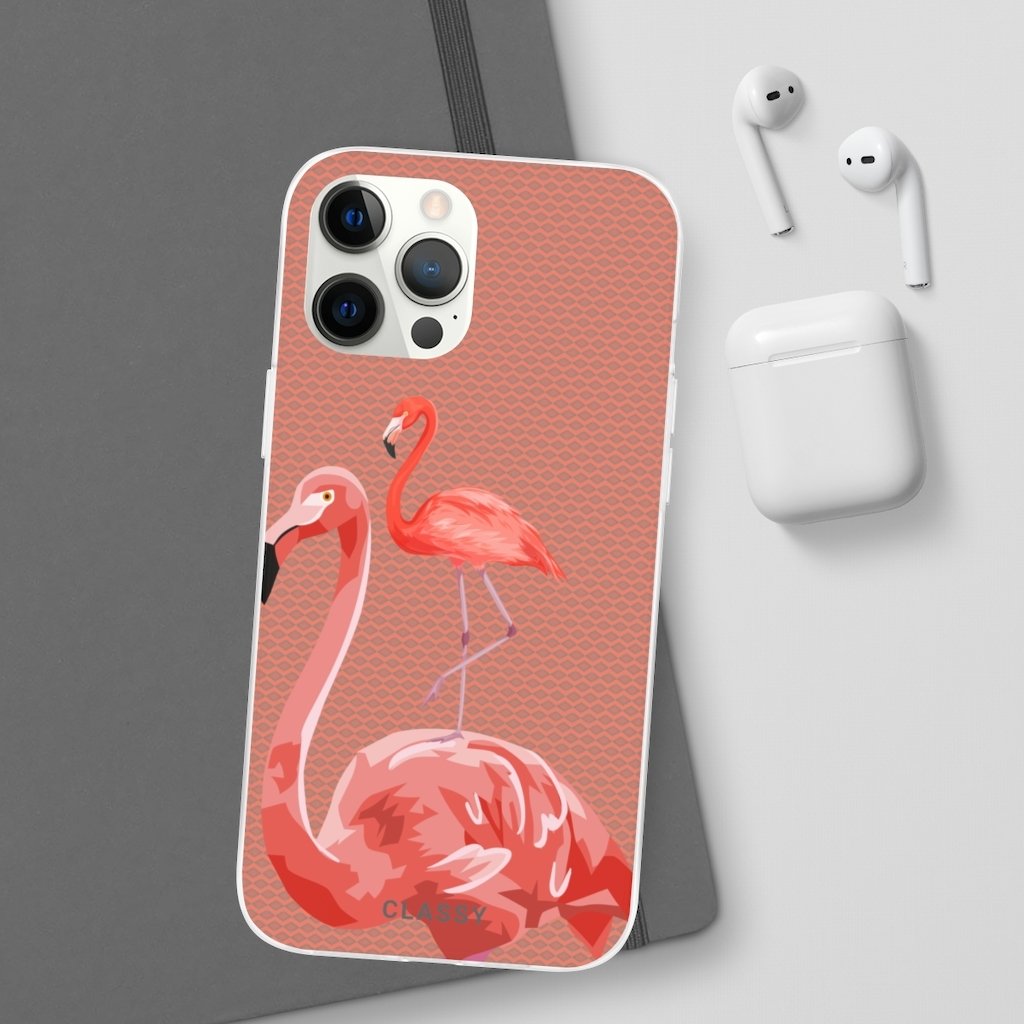 Flamingos Brown Flexi Case - Classy Cases - Phone Case - iPhone 12 Pro Max with gift packaging - -