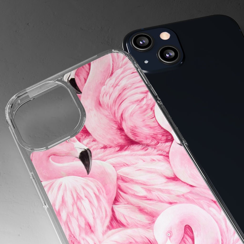 Full Out Flamingos Clear Case - Classy Cases