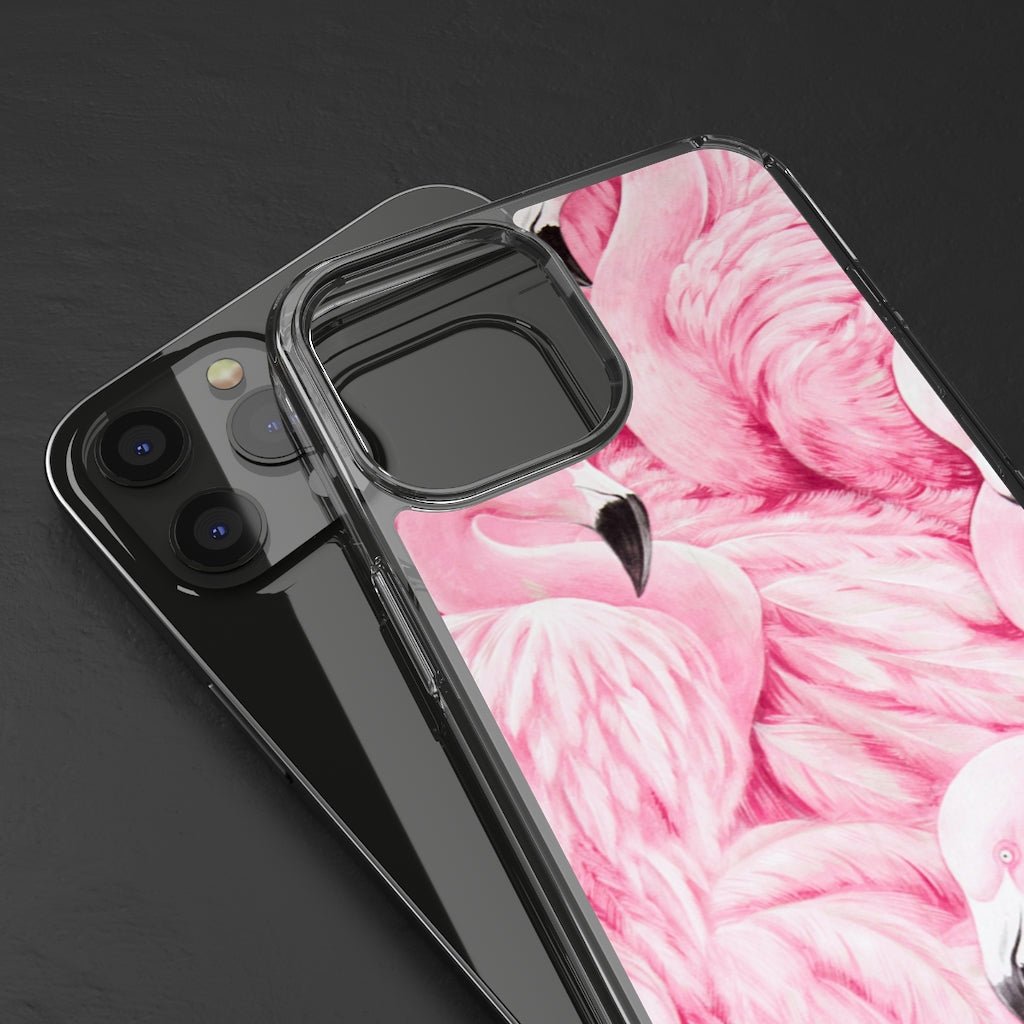 Full Out Flamingos Clear Case - Classy Cases - Phone Case - iPhone 12 Pro Max - With gift packaging -