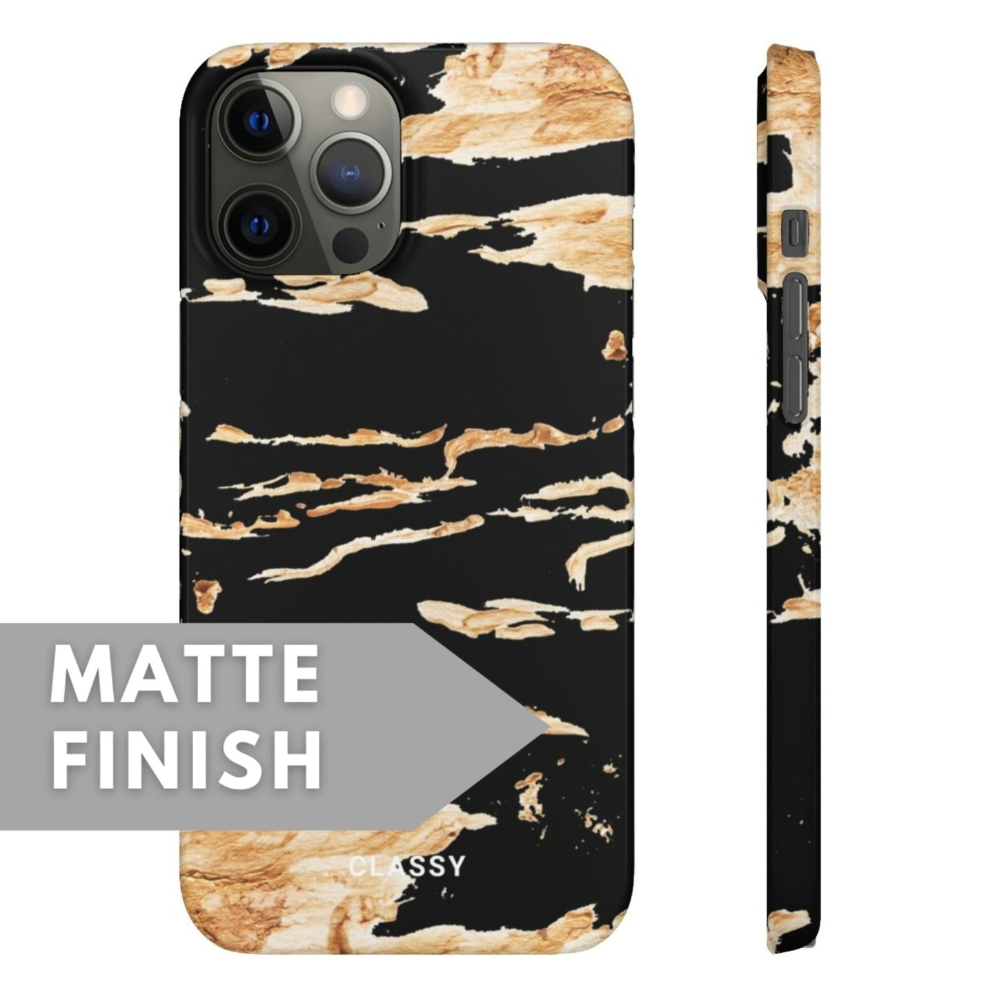 Gold and Black Snap Case - Classy Cases - Phone Case - iPhone 12 Pro Max - Glossy -