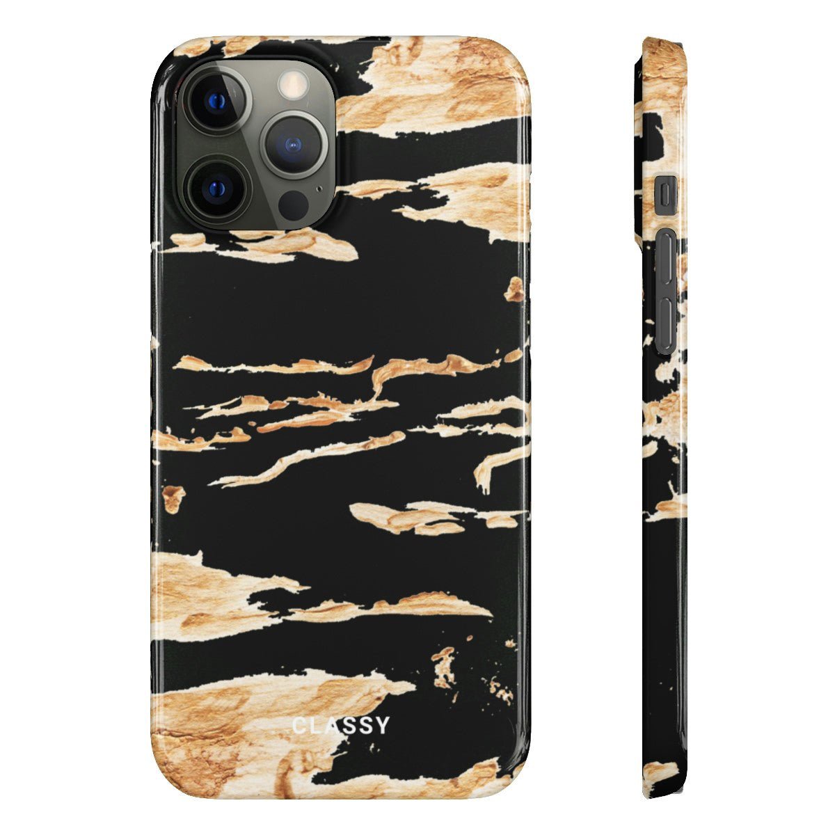 Gold and Black Snap Case - Classy Cases - Phone Case - iPhone 12 Pro Max - Glossy -
