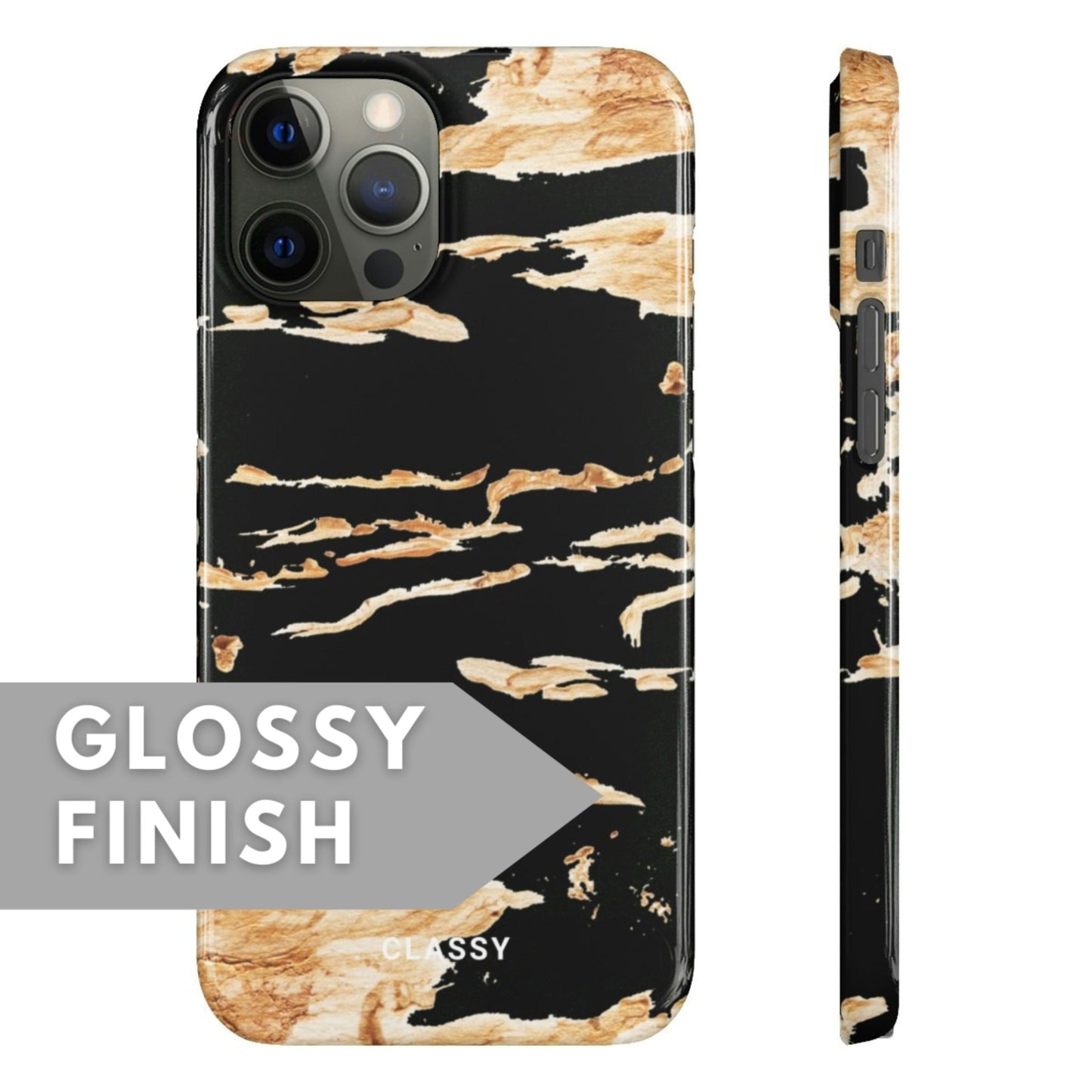 Gold and Black Snap Case - Classy Cases - Phone Case - iPhone 12 Pro Max - Glossy -