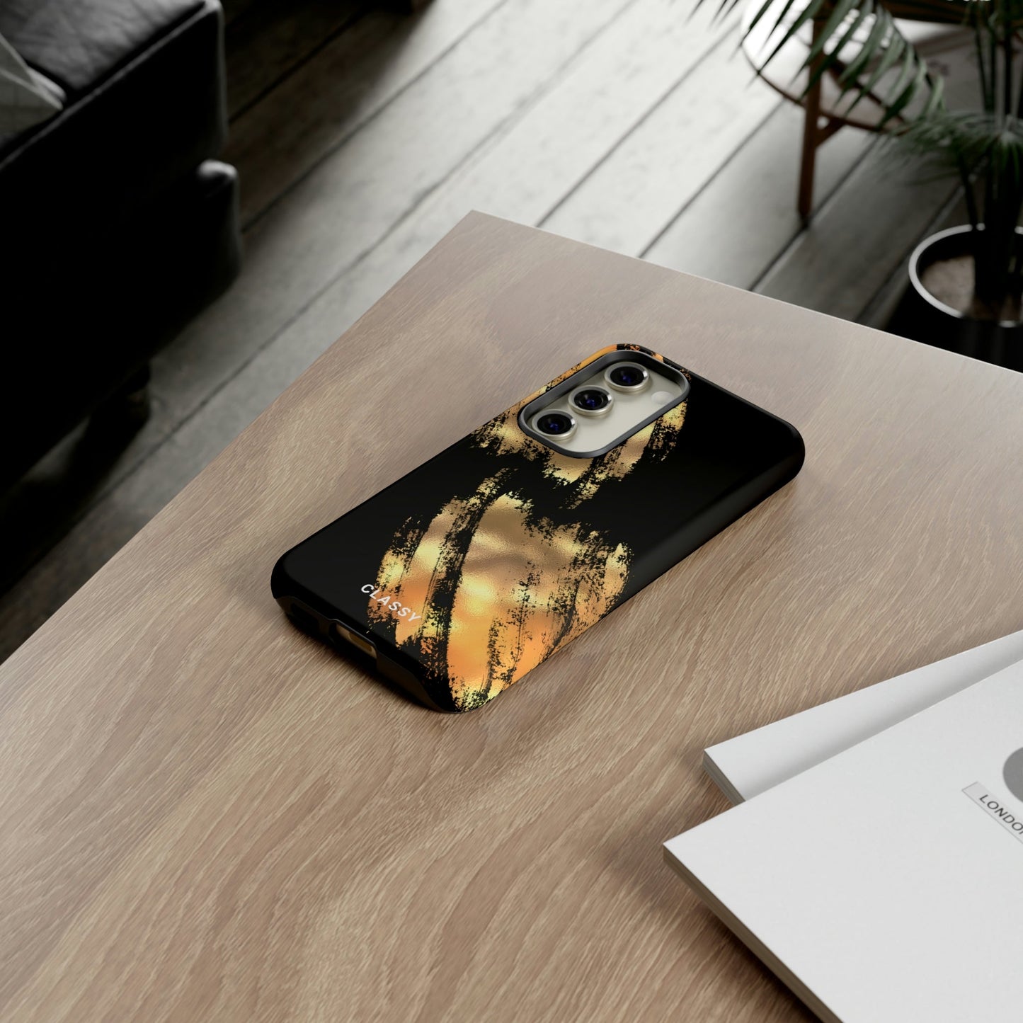Gold and Black Tough Case - Classy Cases - Phone Case - Samsung Galaxy S23 - Matte -