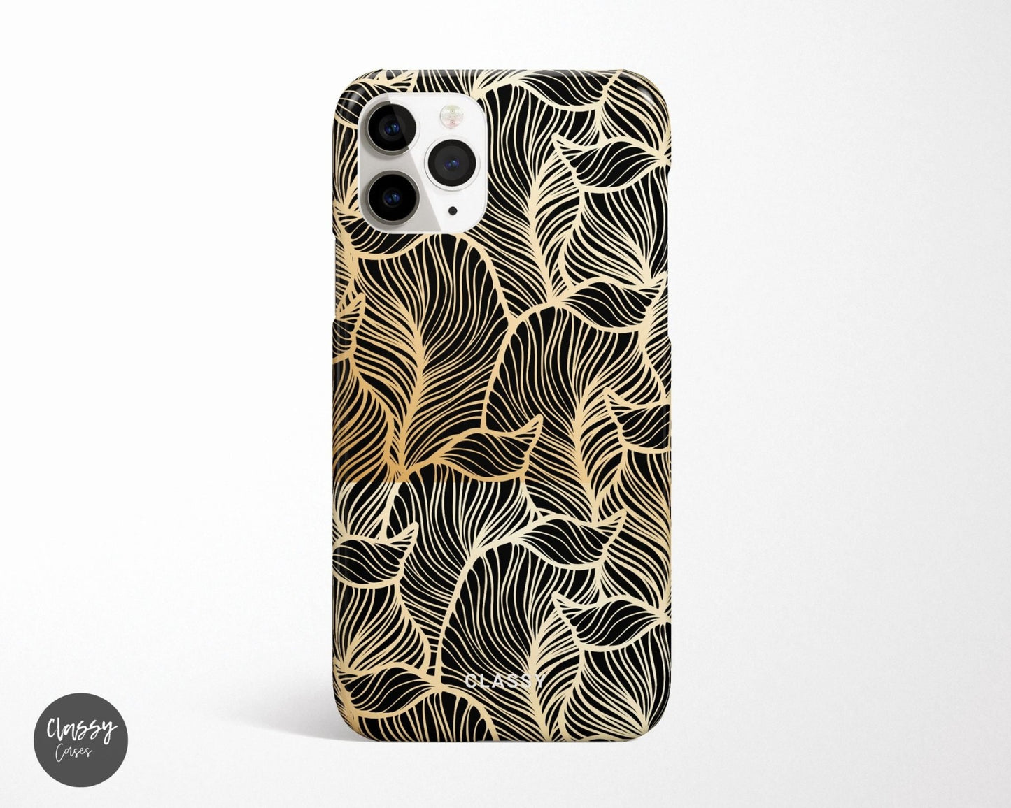 Gold Leaves Pattern Snap Case - Classy Cases - Phone Case - iPhone 12 Pro Max - Glossy -