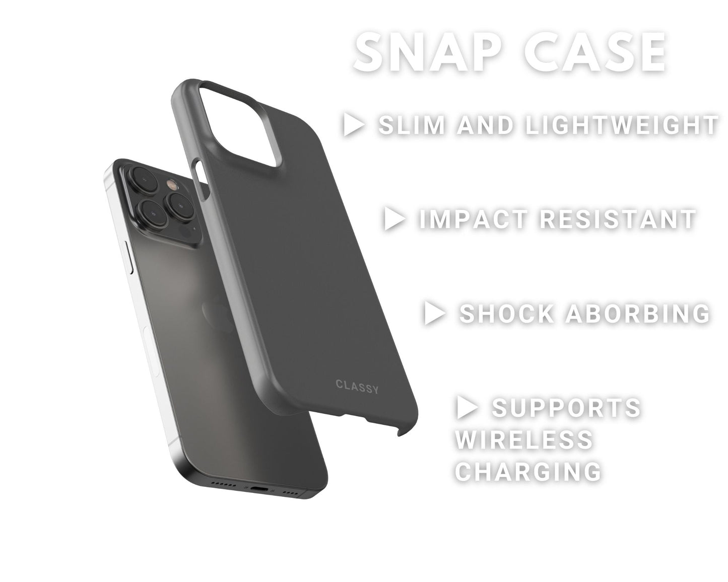 Gray Snap Case - Classy Cases - Phone Case - iPhone 14 - Glossy -