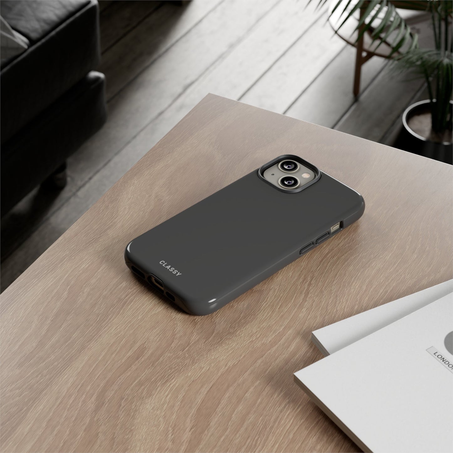 Gray Tough Case - Classy Cases - Phone Case - iPhone 14 - Glossy -