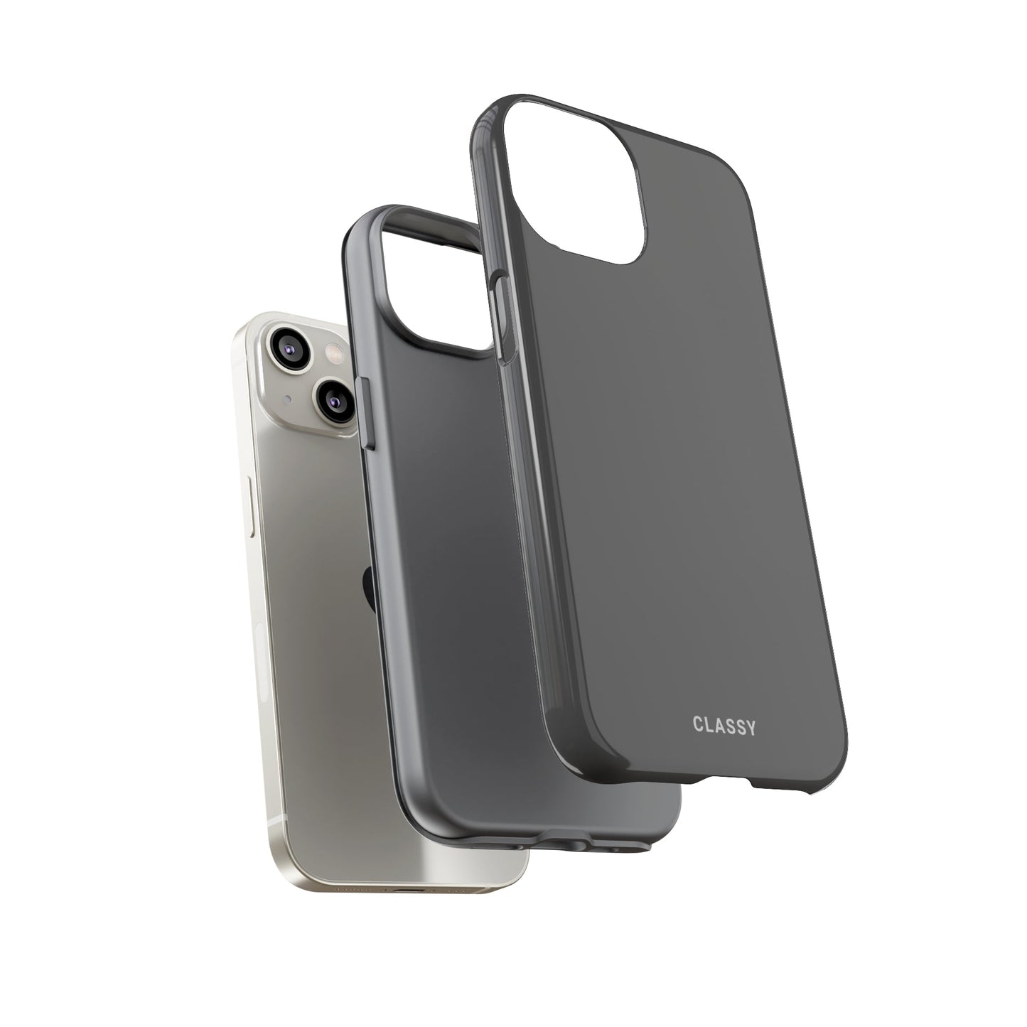 Gray Tough Case - Classy Cases - Phone Case - iPhone 14 - Glossy -