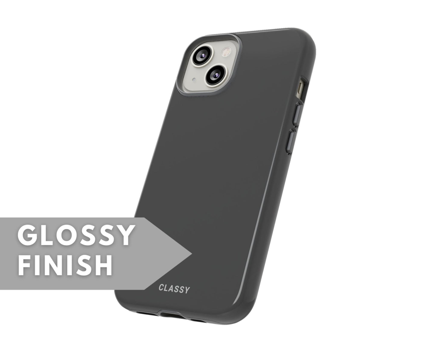 Gray Tough Case - Classy Cases - Phone Case - iPhone 14 - Glossy -