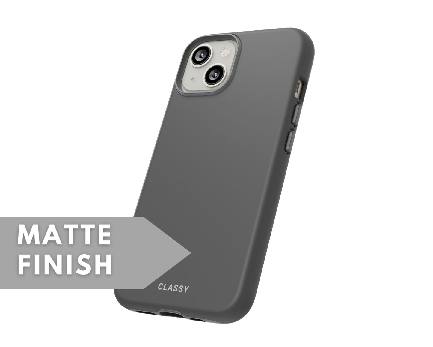 Gray Tough Case - Classy Cases - Phone Case - iPhone 14 - Glossy -