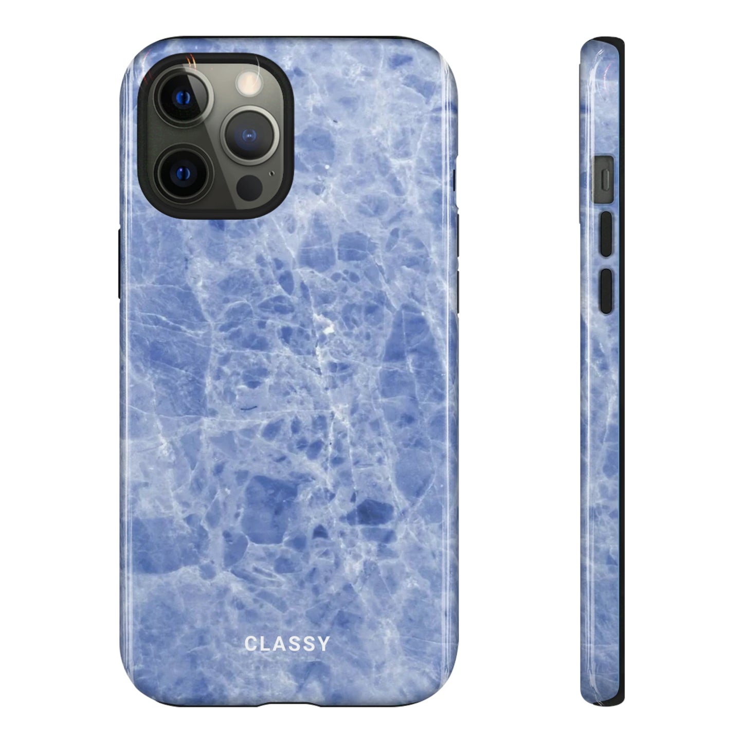 Light Blue Marble Tough Case - Classy Cases - Phone Case - iPhone 15 - Glossy -