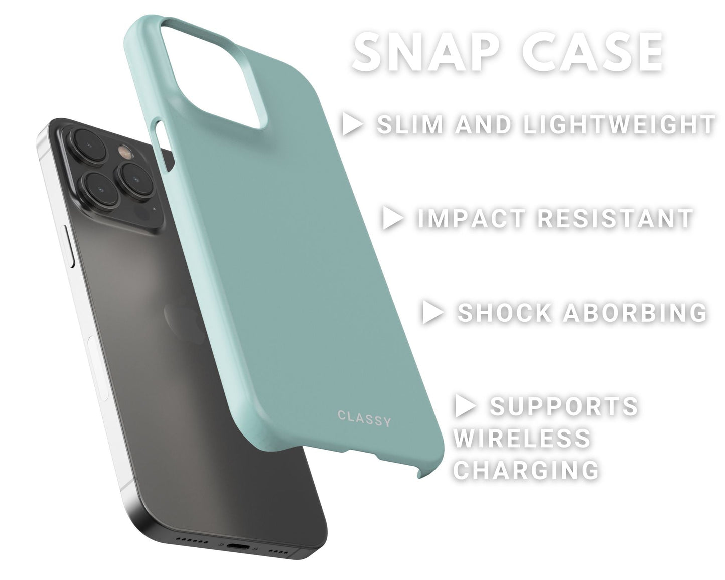 Light Blue Snap Case - Classy Cases - Phone Case - iPhone 14 - Glossy -