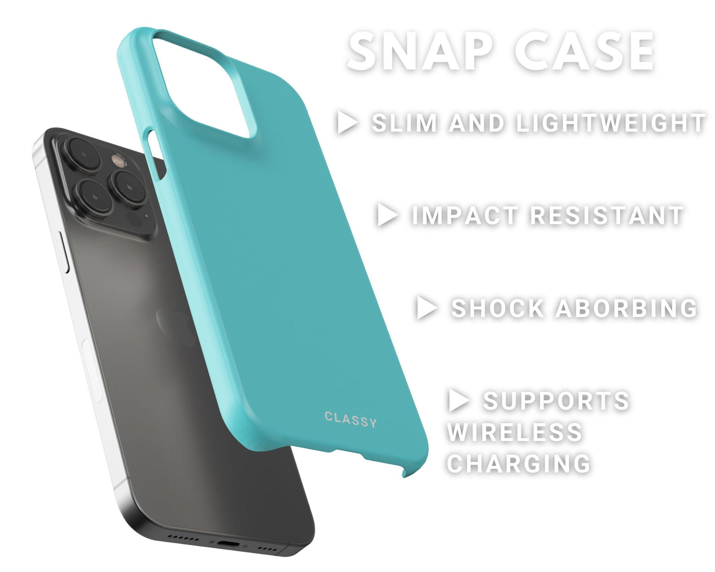 Light Blue Snap Case - Classy Cases - Phone Case - iPhone 14 - Glossy -