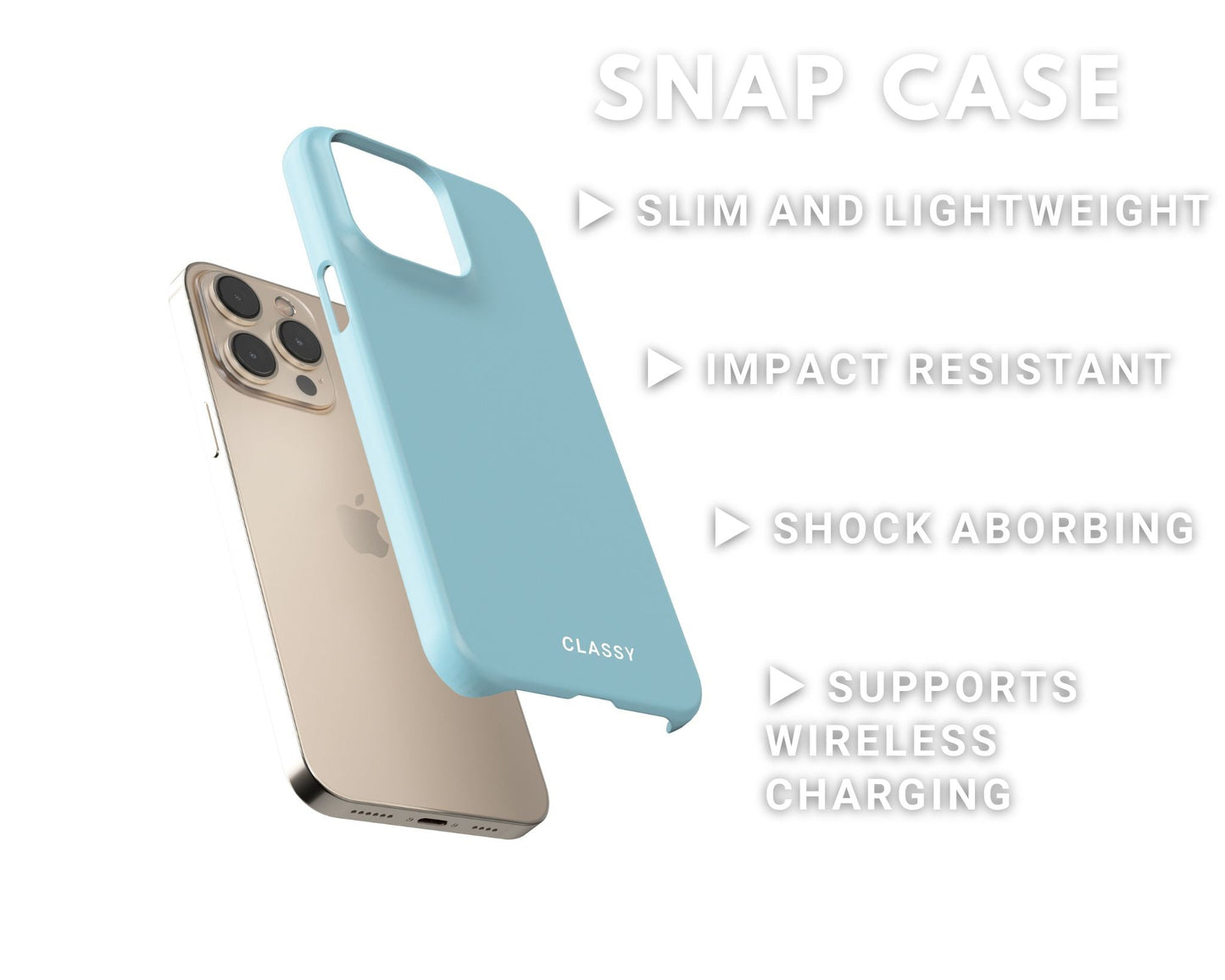 Light Blue Snap Case - Classy Cases - Phone Case - iPhone 14 - Glossy -