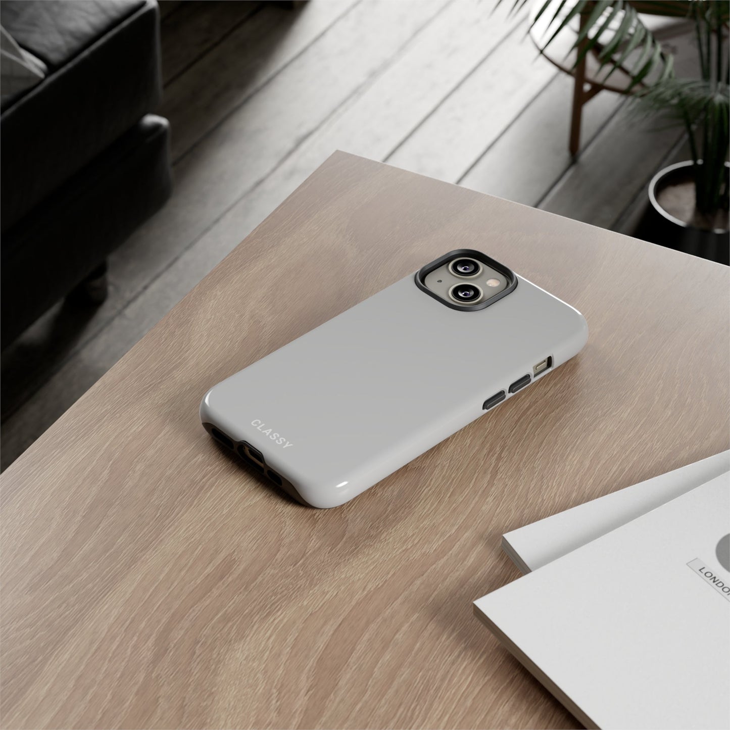 Light Gray Tough Case - Classy Cases - Phone Case - iPhone 14 - Glossy -