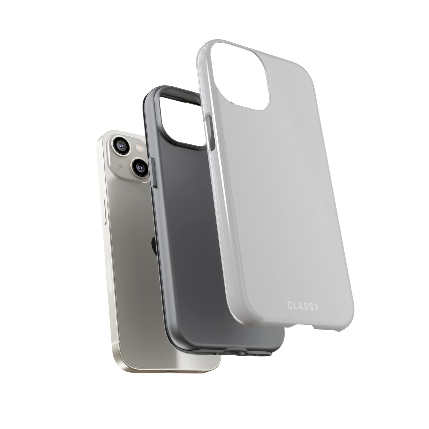 Light Gray Tough Case - Classy Cases - Phone Case - iPhone 14 - Glossy -