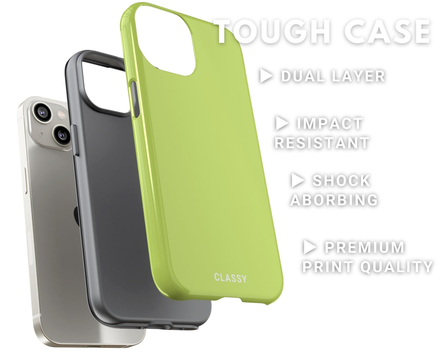 Light Green Tough Case - Classy Cases - Phone Case - iPhone 14 - Glossy -